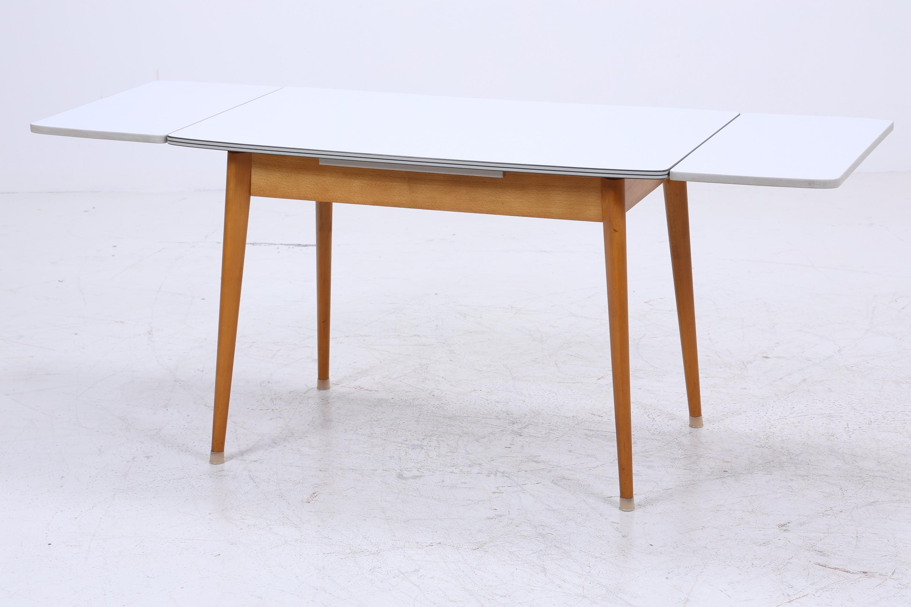 Vintage Küchentisch 60er Jahre | Mid Century Esstisch Tisch Retro 70er Holz Resopal Ausziehbar