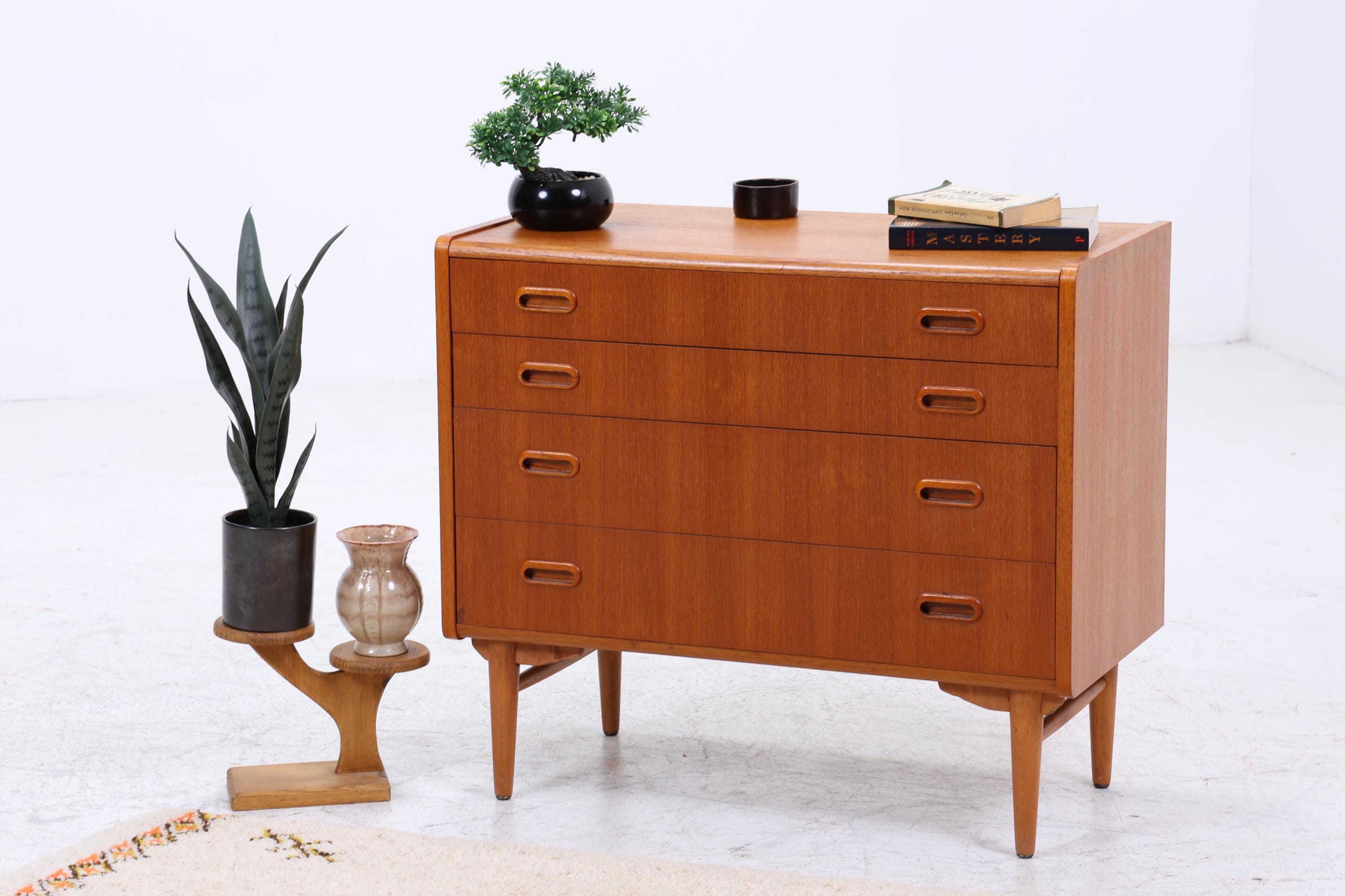 Vintage Teak Schubladen Kommode | Mid Century Schubladen Schrank | Holz Aufbewahrung 60er 70er Jahre