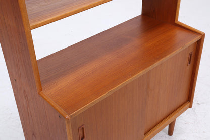 Vintage Teak Regal 60er Jahre | Mid Century Schrank mit Schiebetüren  Retro Holz Aufbewahrung