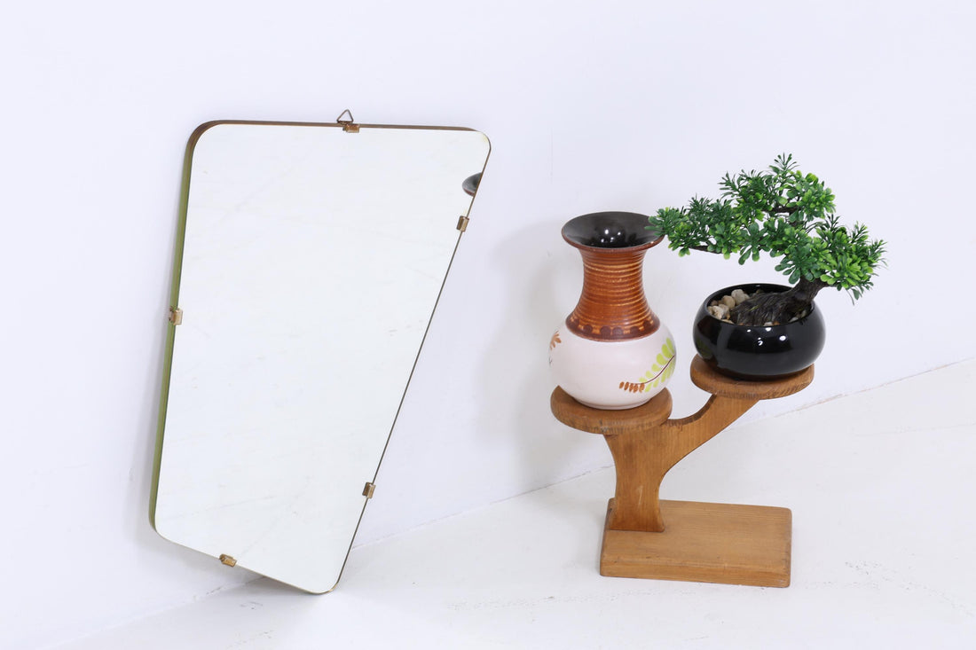 Vintage Spiegel 60er Jahre | Mid Century Hänge Spiegel Mirror Holz Retro Schräg Vintage