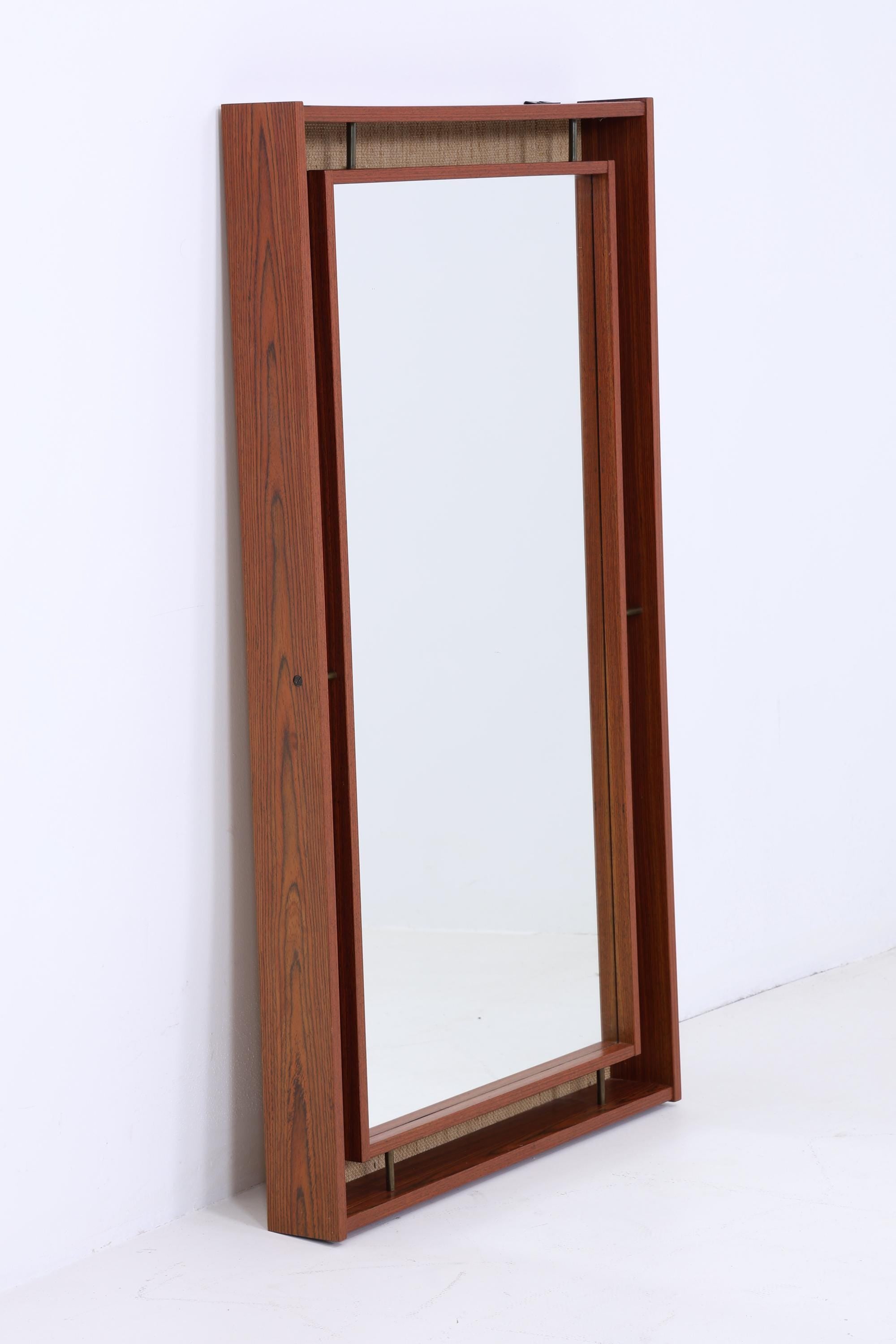 Vintage Spiegel 60er Jahre | Mid Century Hänge Spiegel mit Leuchten Mirror Holz Retro Schräg Vintage