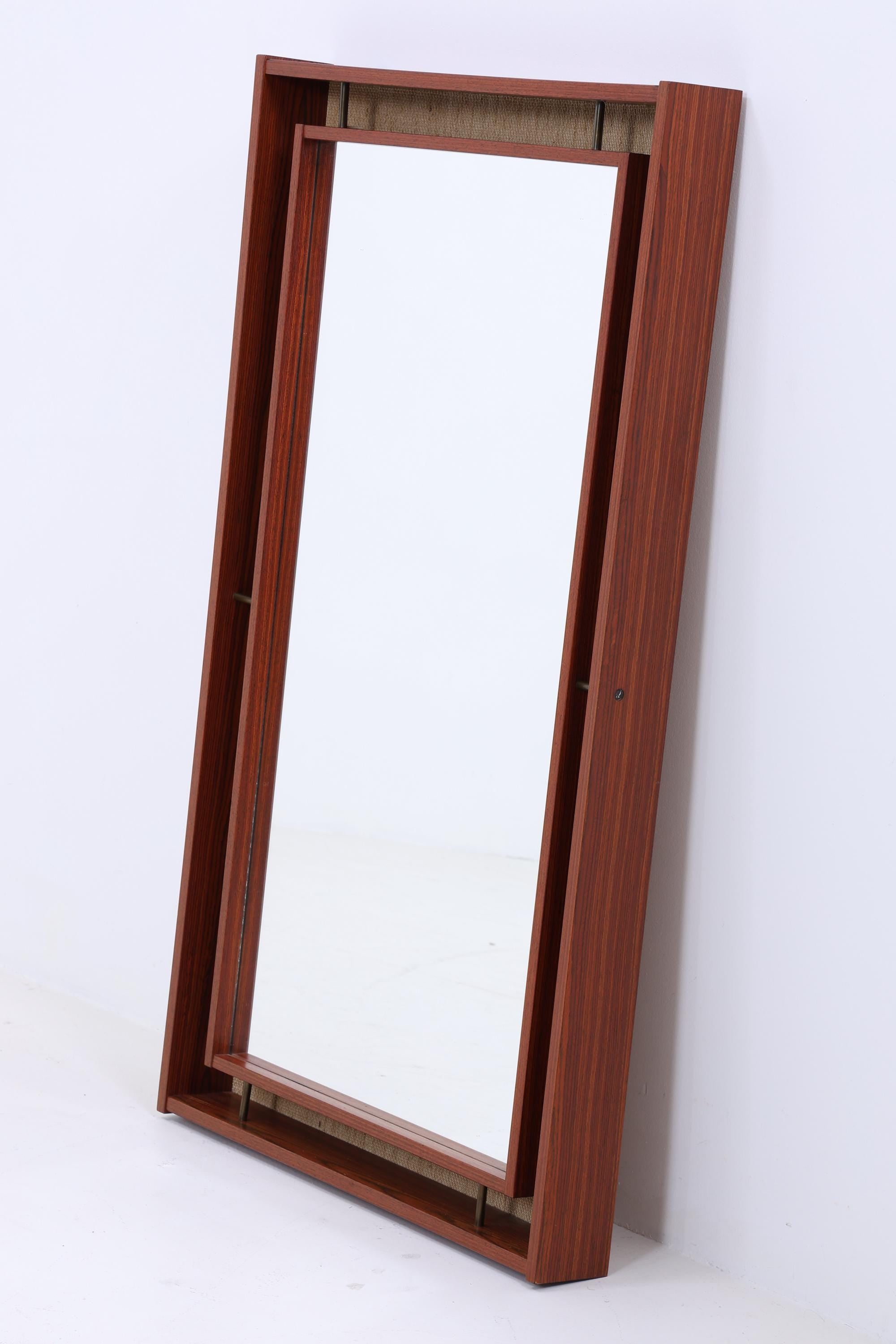 Vintage Spiegel 60er Jahre | Mid Century Hänge Spiegel mit Leuchten Mirror Holz Retro Schräg Vintage