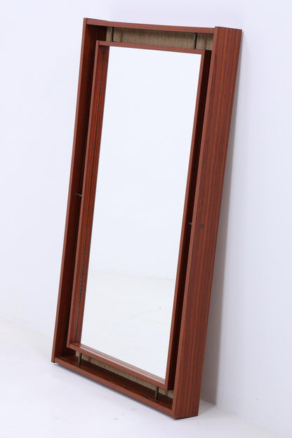 Vintage Spiegel 60er Jahre | Mid Century Hänge Spiegel mit Leuchten Mirror Holz Retro Schräg Vintage