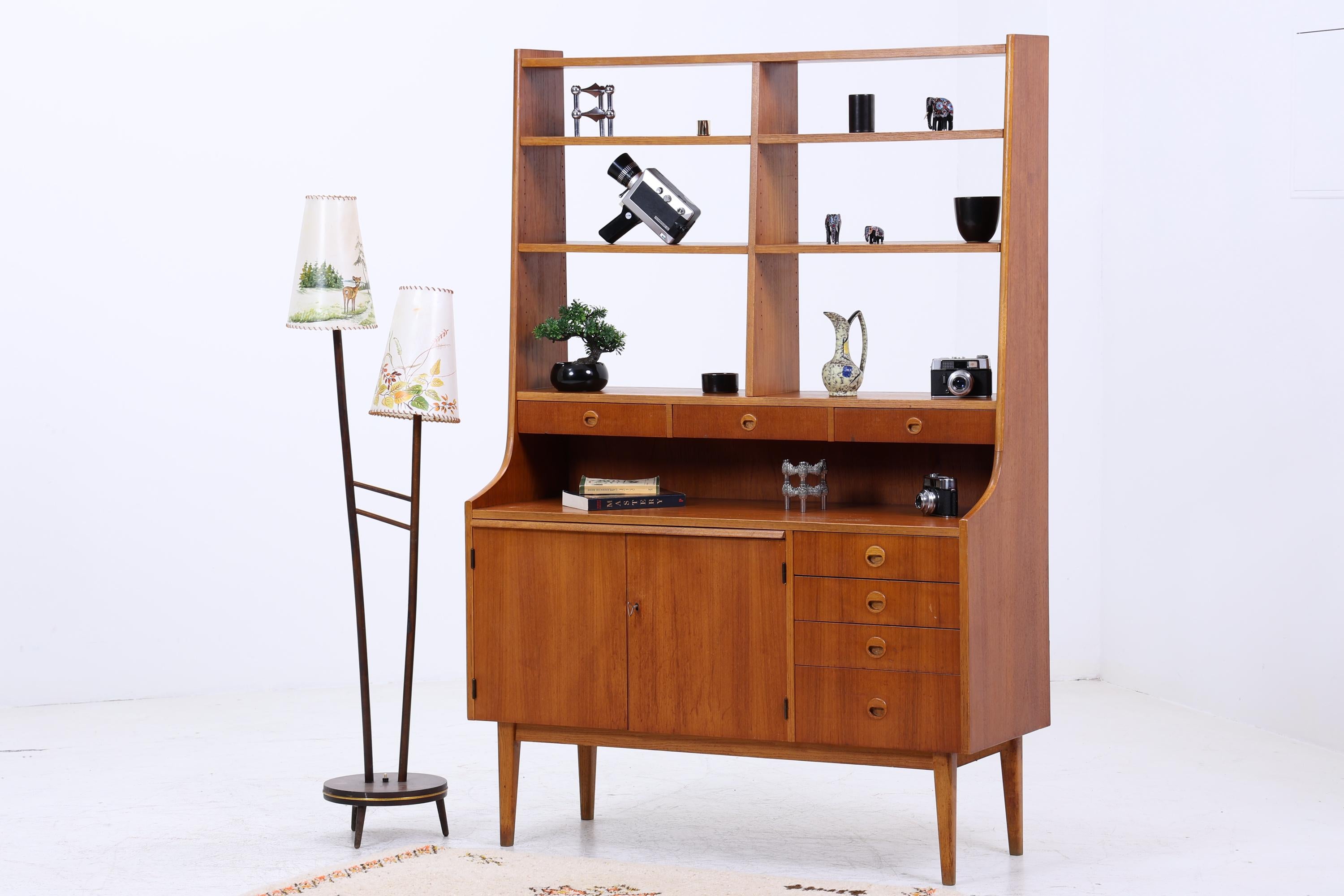 Vintage Teak Regal 60er Jahre | Mid Century Bücherregal Sekretär Retro Holz Aufbewahrung