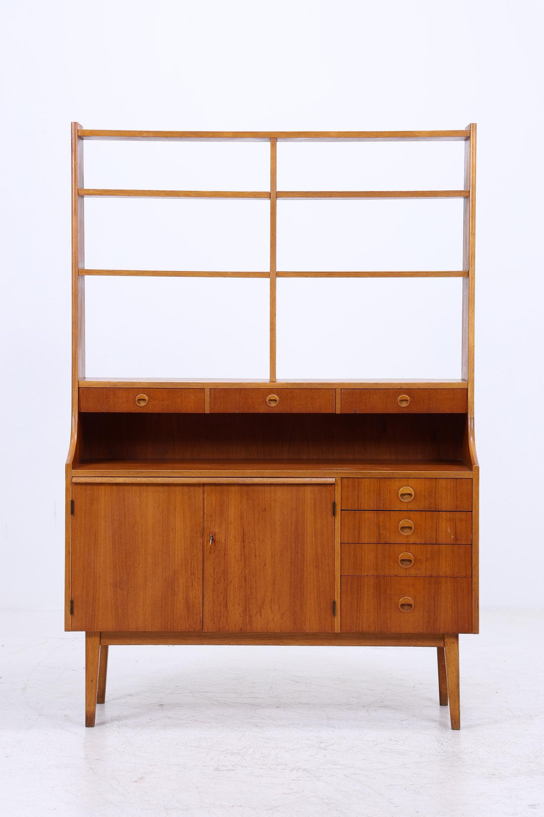 Vintage Teak Regal 60er Jahre | Mid Century Bücherregal Sekretär Retro Holz Aufbewahrung