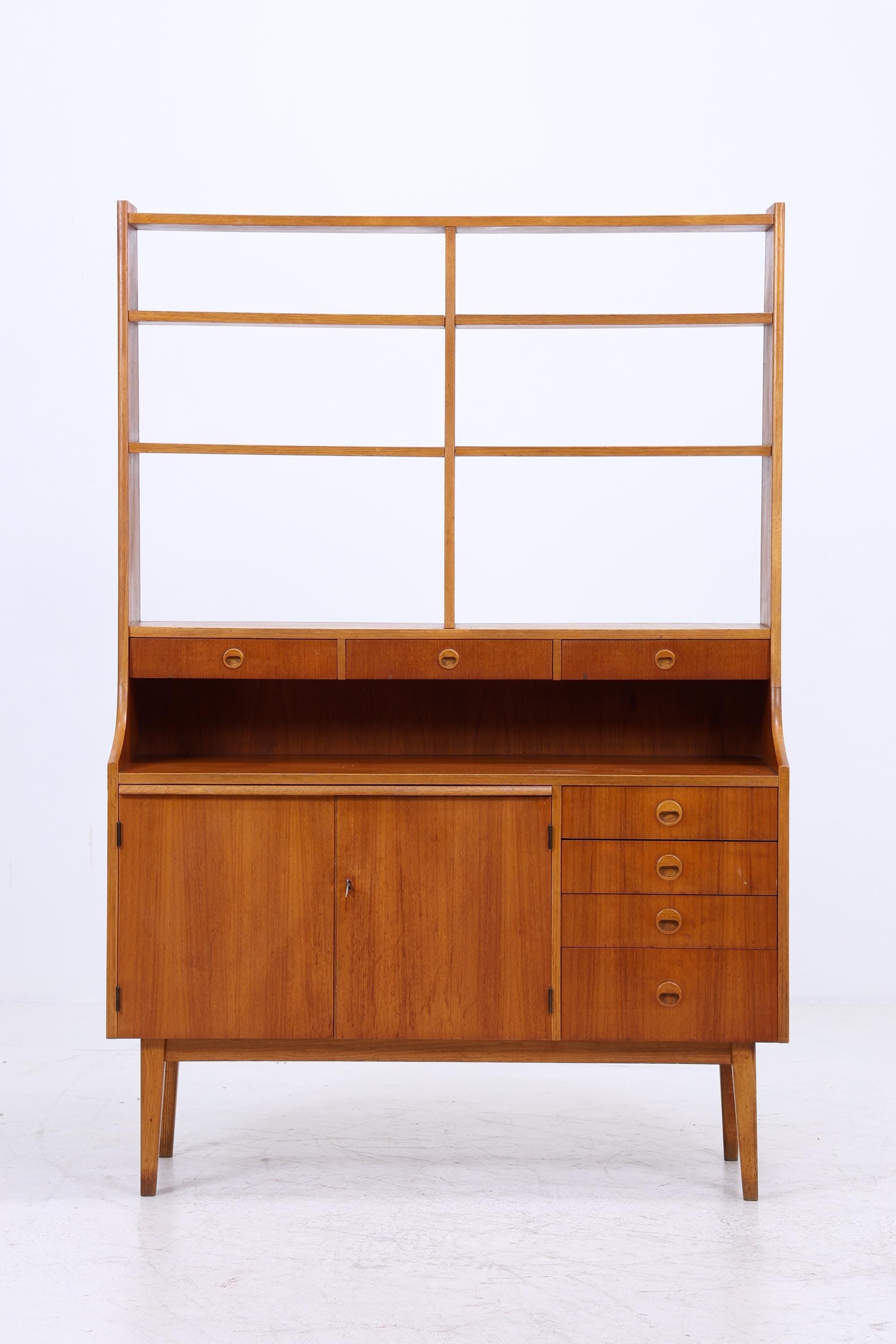 Vintage Teak Regal 60er Jahre | Mid Century Bücherregal Sekretär Retro Holz Aufbewahrung