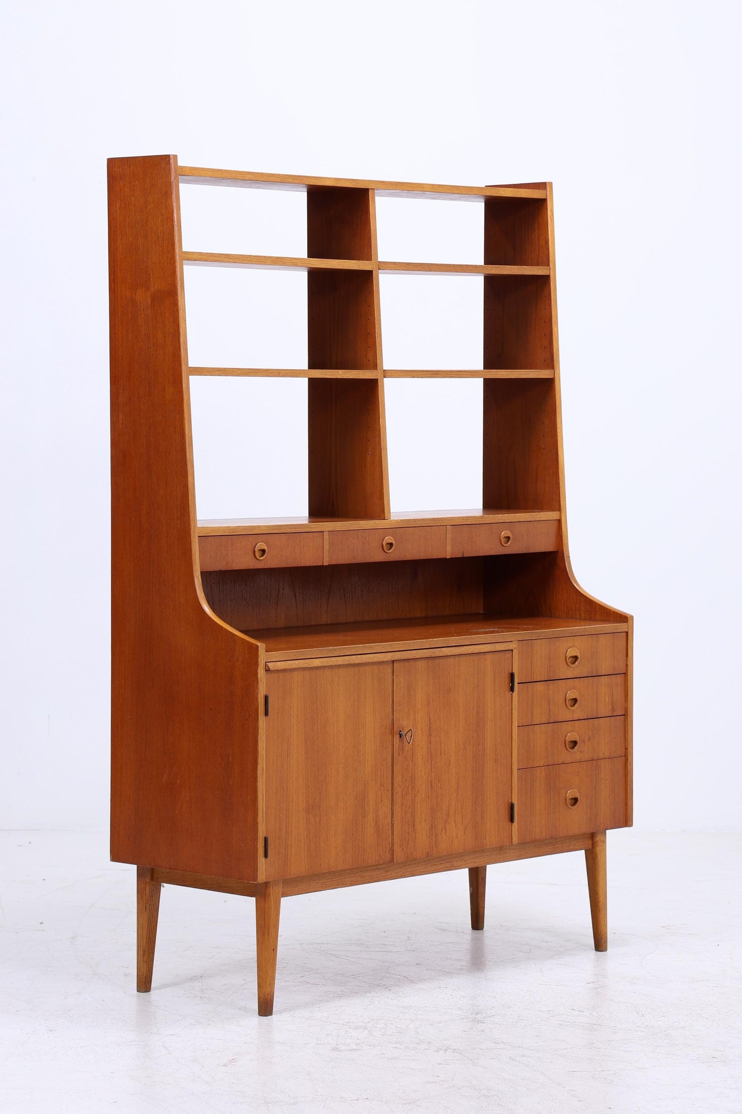 Vintage Teak Regal 60er Jahre | Mid Century Bücherregal Sekretär Retro Holz Aufbewahrung