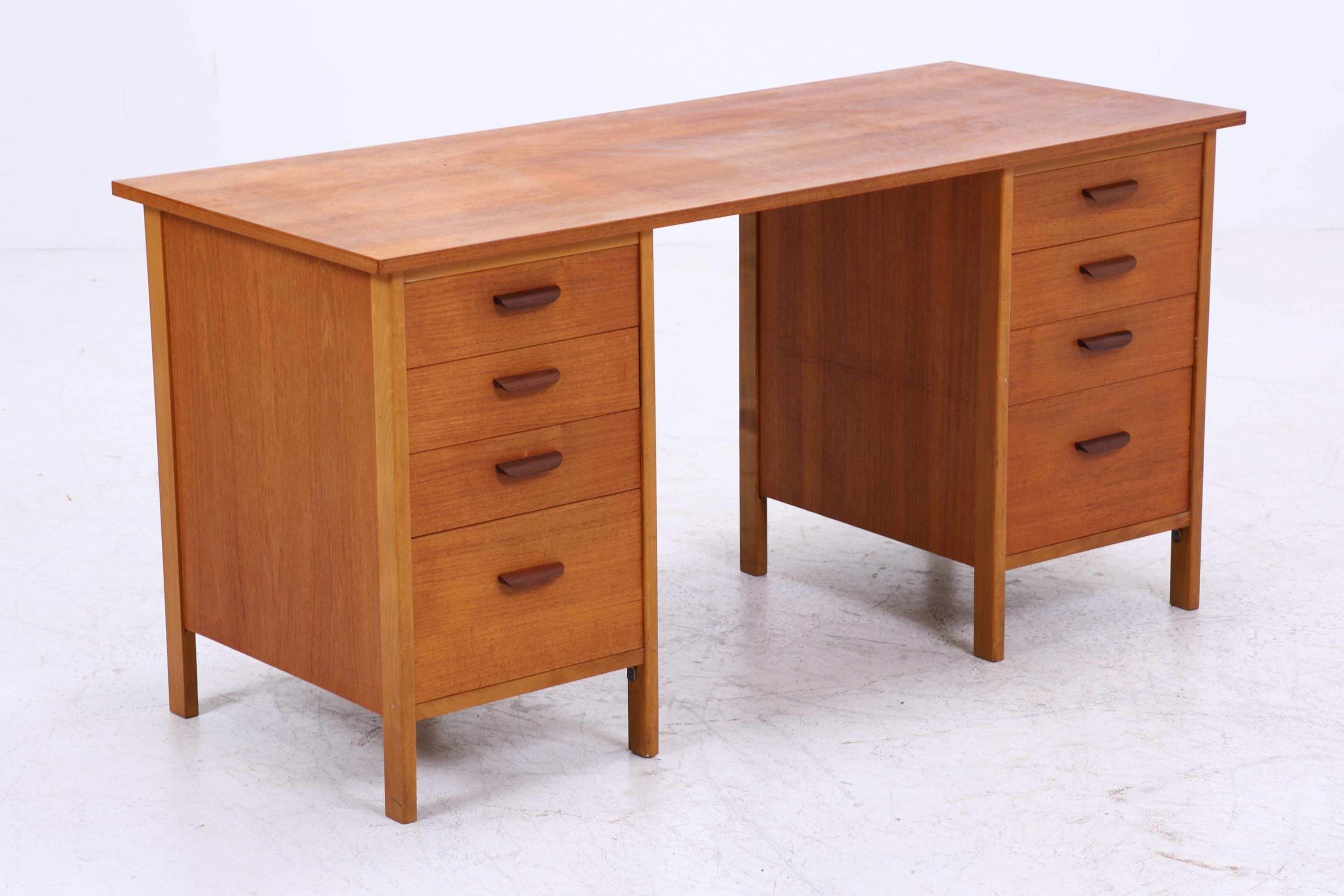 Vintage Teak Schreibtisch aus den 60ern | Mid Century Schubladen Arbeitstisch Bürotisch Tisch Retro Holz