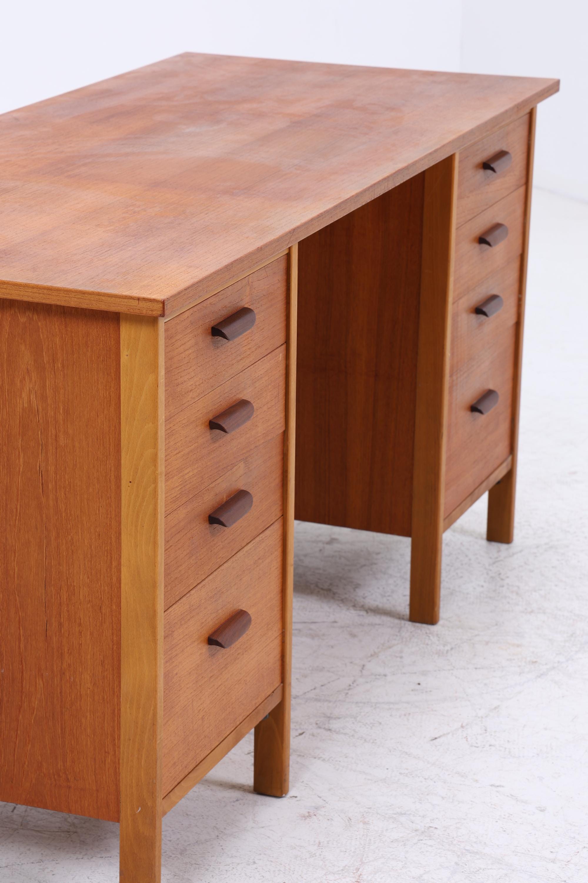 Vintage Teak Schreibtisch aus den 60ern | Mid Century Schubladen Arbeitstisch Bürotisch Tisch Retro Holz