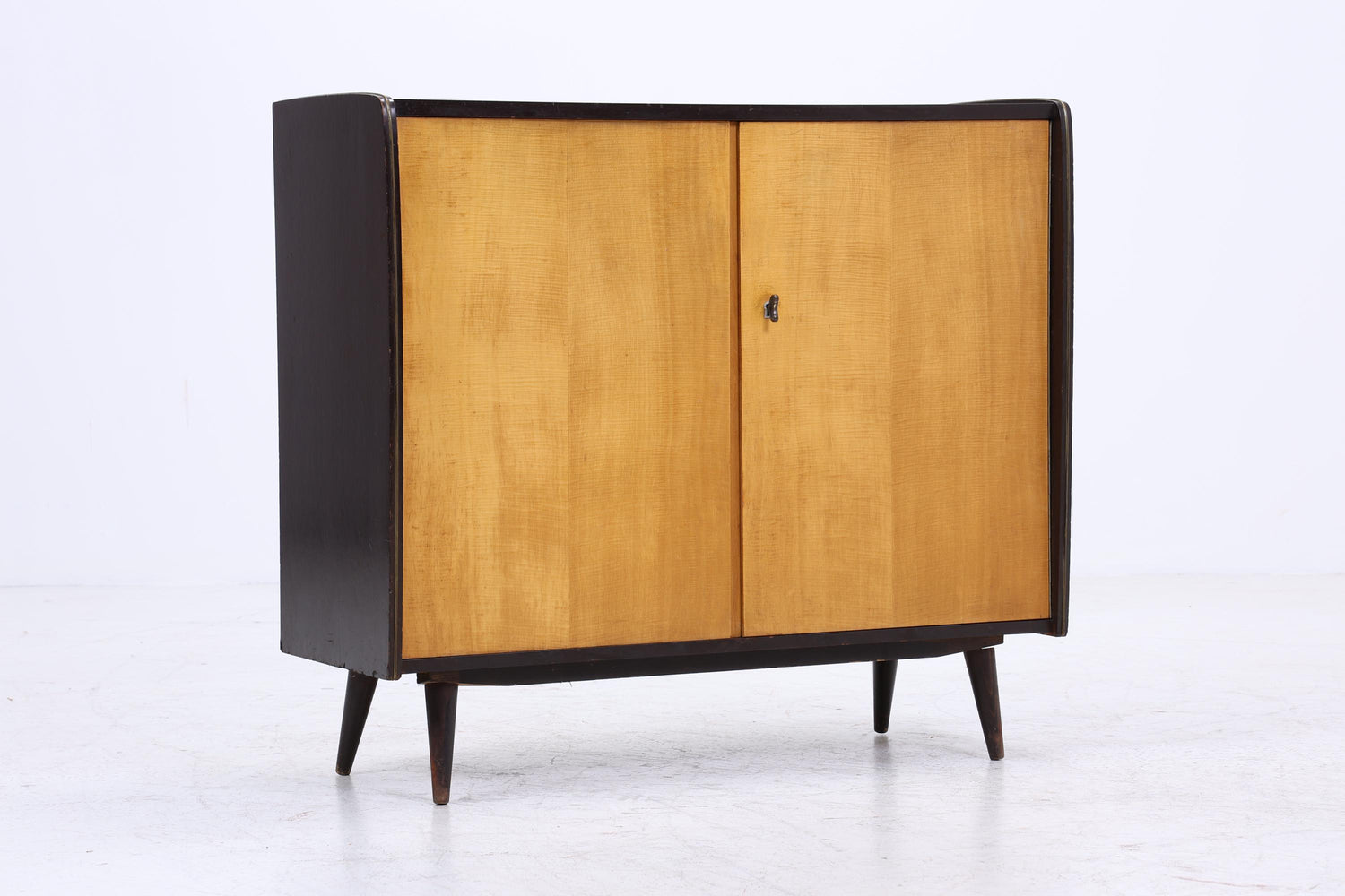 Vintage Kommode 60er | Mid Century Schrank Schwarz | Retro Holz Aufbewahrung