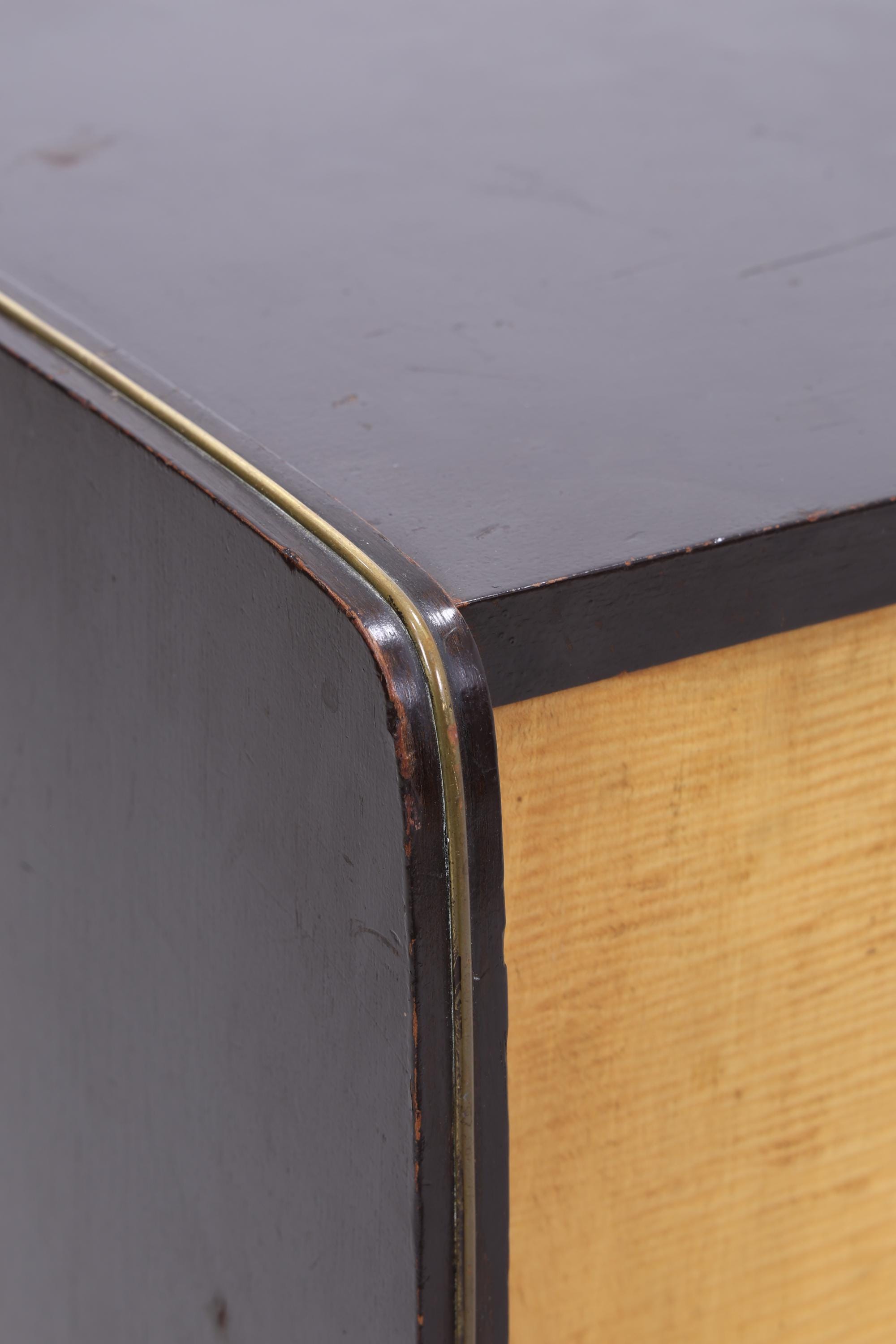 Vintage Kommode 60er | Mid Century Schrank Schwarz | Retro Holz Aufbewahrung