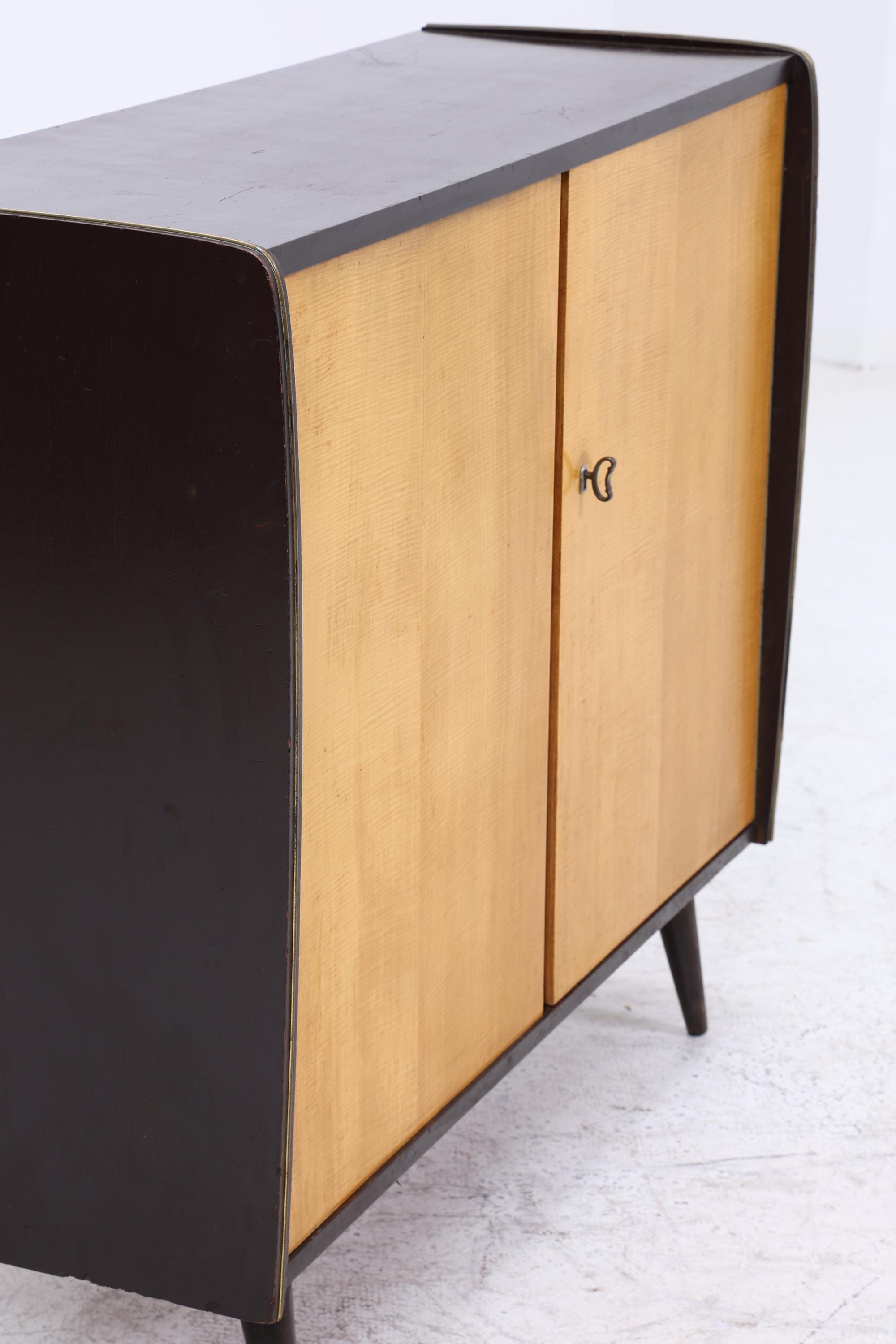 Vintage Kommode 60er | Mid Century Schrank Schwarz | Retro Holz Aufbewahrung