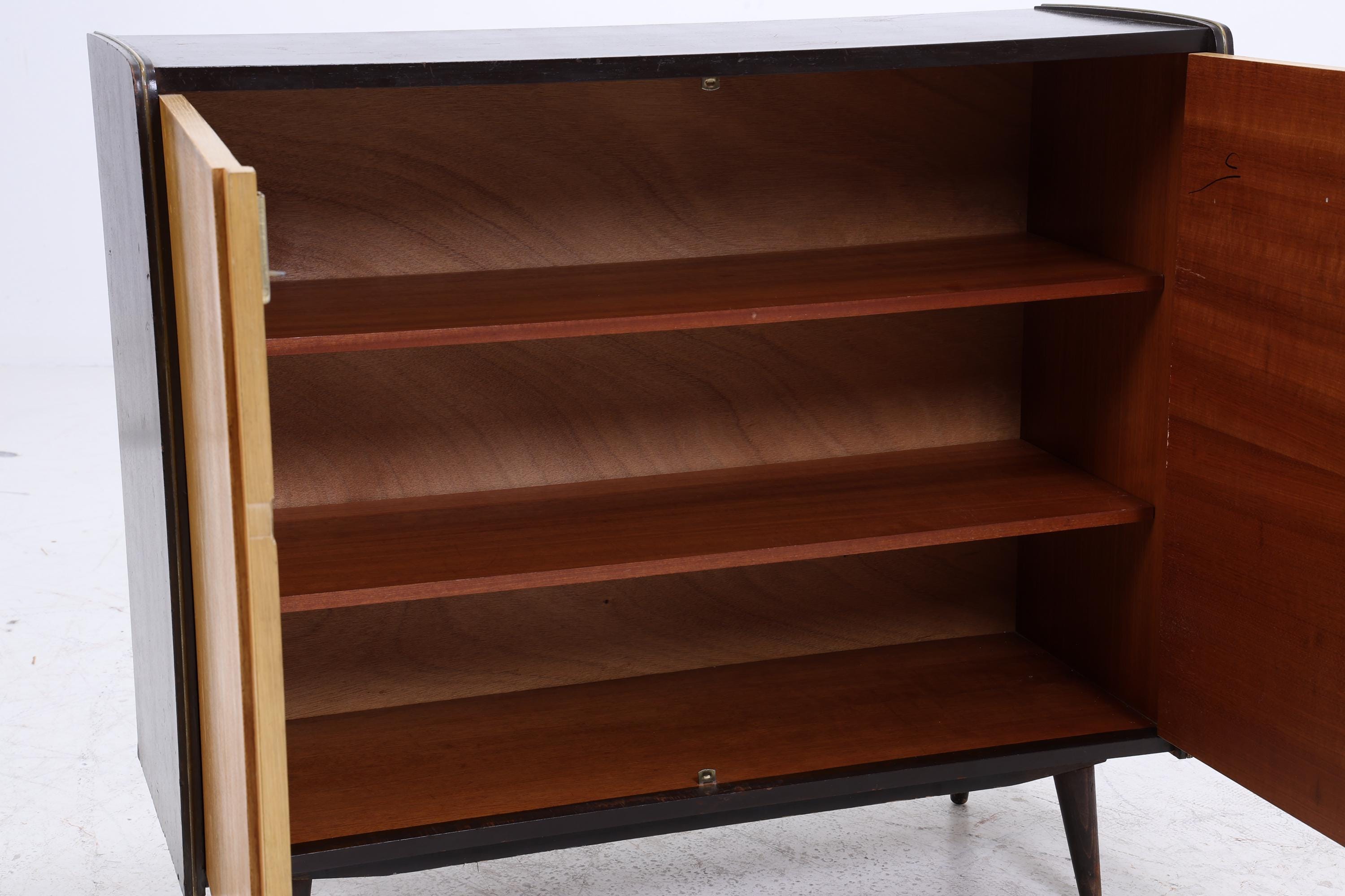 Vintage Kommode 60er | Mid Century Schrank Schwarz | Retro Holz Aufbewahrung