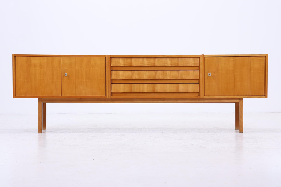 Vintage Sideboard 60er Jahre | Mid Century Lowboard mit Schubladen &amp; Fächern Holz Aufbewahrung