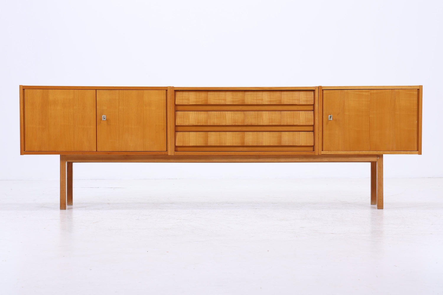 Vintage Sideboard 60er Jahre | Mid Century Lowboard mit Schubladen &amp; Fächern Holz Aufbewahrung