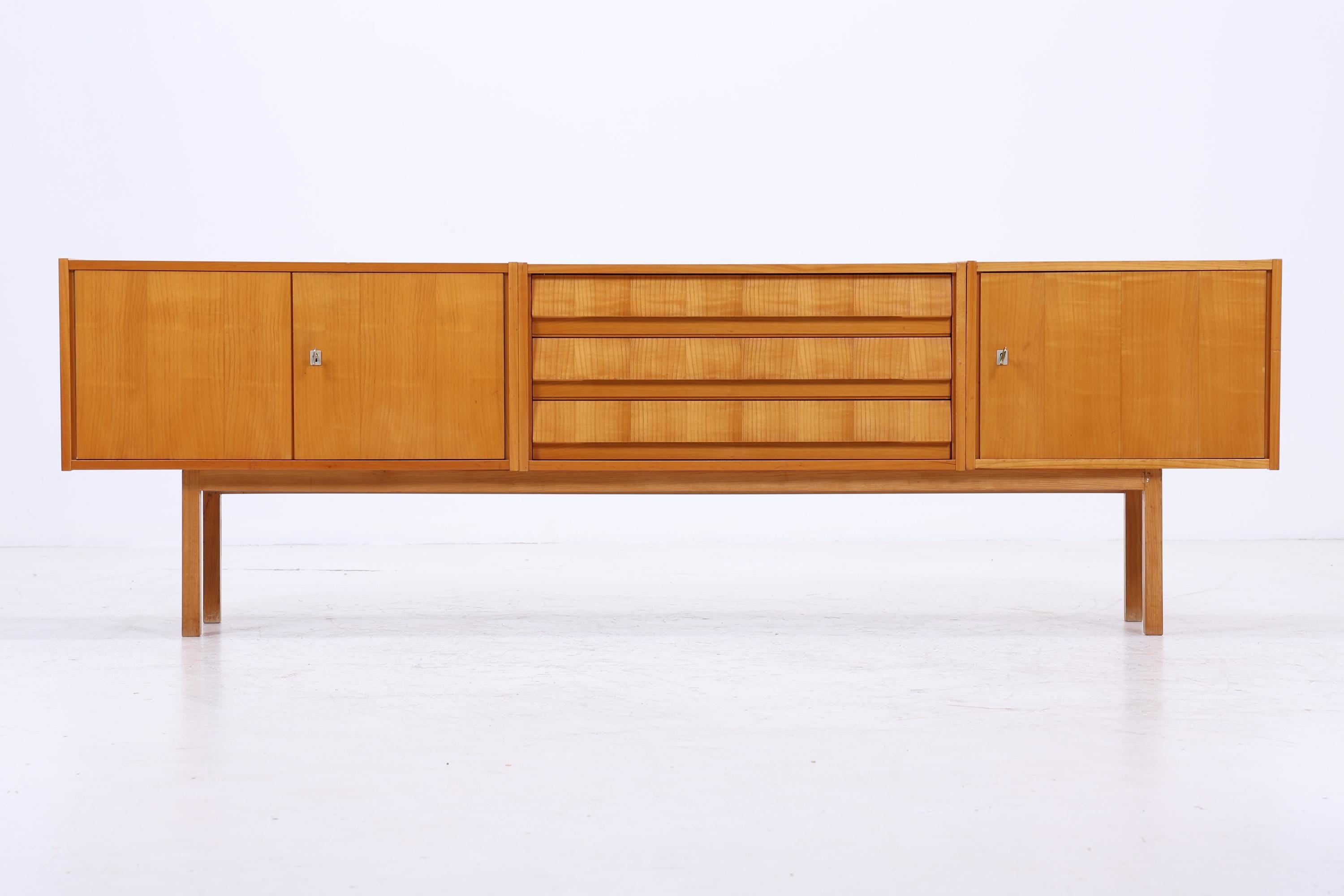 Vintage Sideboard 60er Jahre | Mid Century Lowboard mit Schubladen &amp; Fächern Holz Aufbewahrung