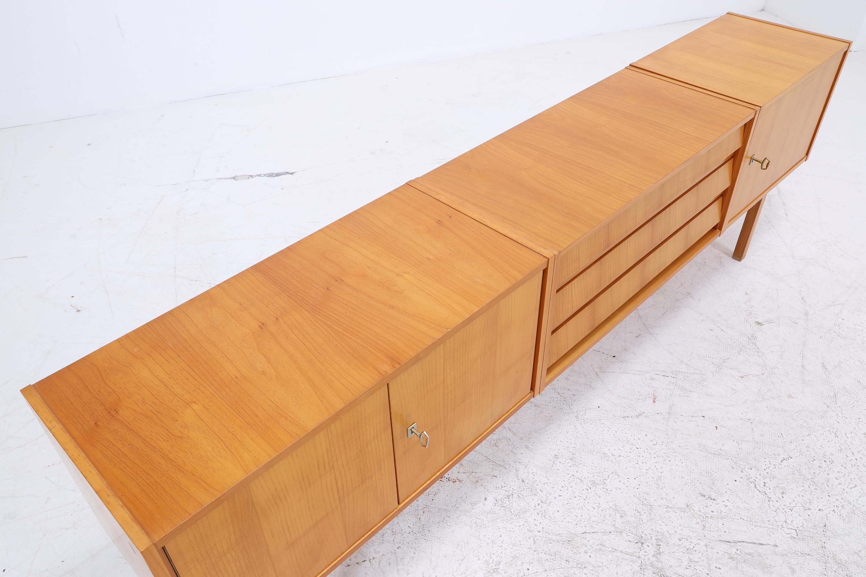 Vintage Sideboard 60er Jahre | Mid Century Lowboard mit Schubladen &amp; Fächern Holz Aufbewahrung