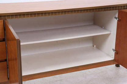 Vintage Nussbaum Sideboard 60er Jahre | Mid Century Anrichte mit Schubladen &amp; Fächern und Schachmuster Retro Holz Aufbewahrung