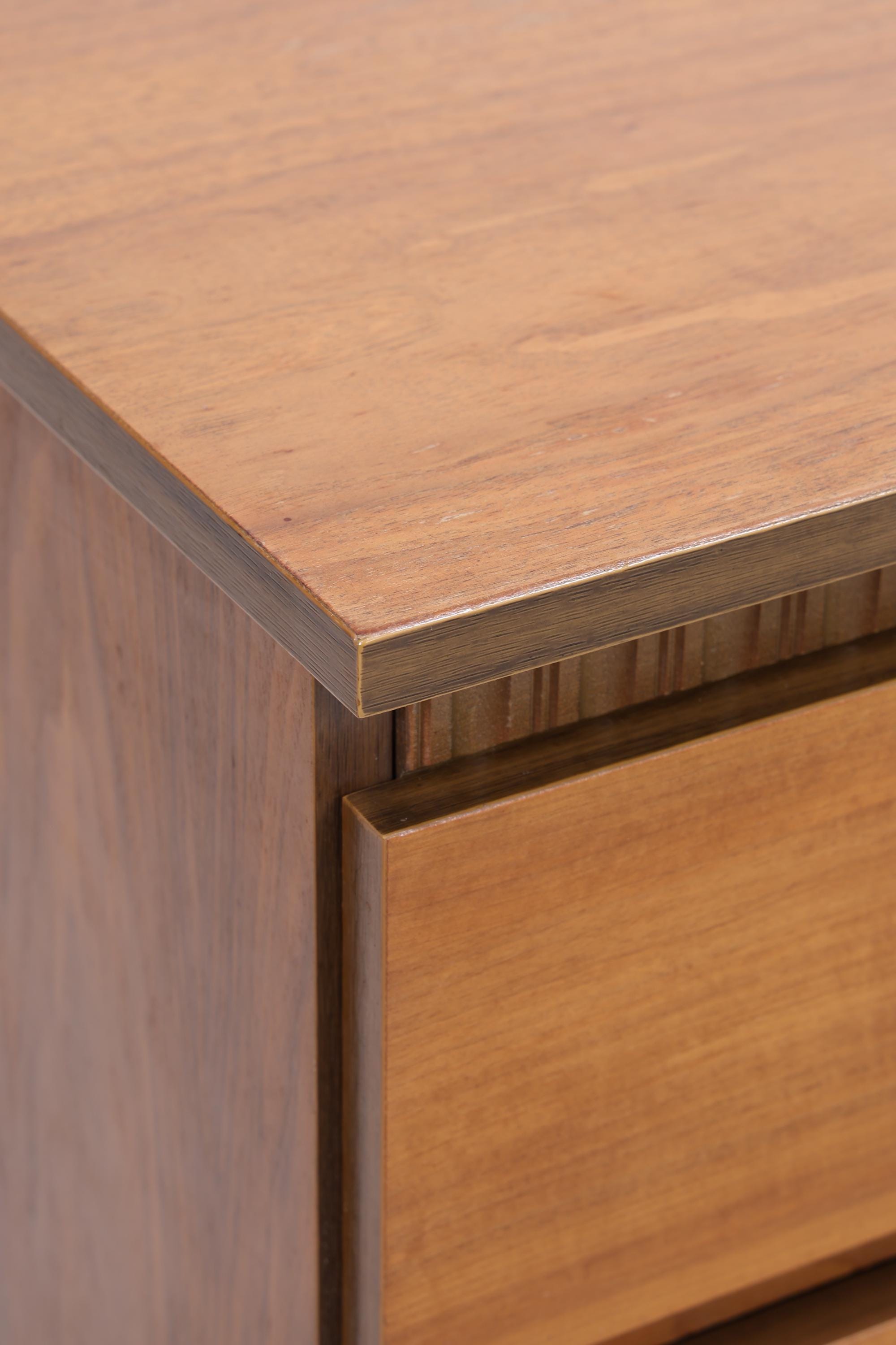 Vintage Nussbaum Sideboard 60er Jahre | Mid Century Anrichte mit Schubladen &amp; Fächern und Schachmuster Retro Holz Aufbewahrung