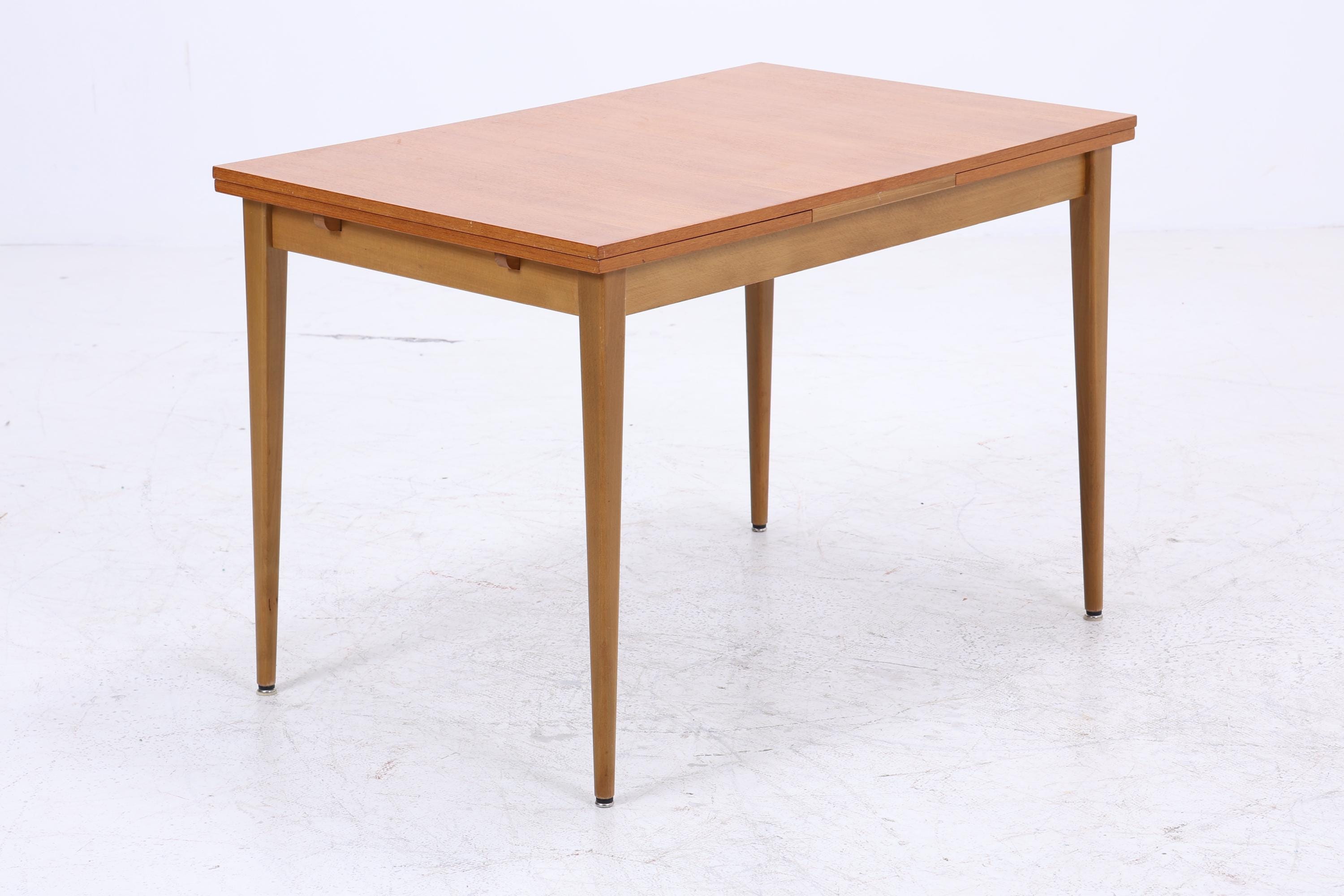 Vintage Teak Esstisch | Mid-Century Ausziehbarer Küchentisch 1960er Teak Holz