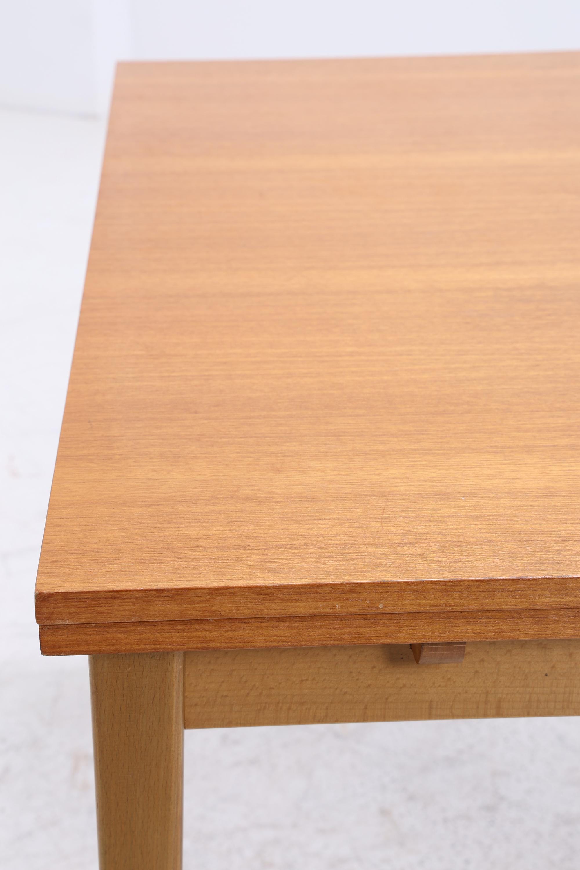 Vintage Teak Esstisch | Mid-Century Ausziehbarer Küchentisch 1960er Teak Holz