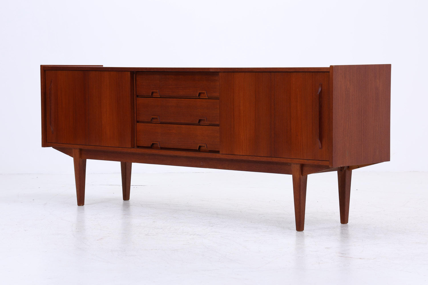 Vintage Teak Sideboard 60er Jahre | Mid Century Anrichte mit Schubladen &amp; Fächern Retro Holz Aufbewahrung