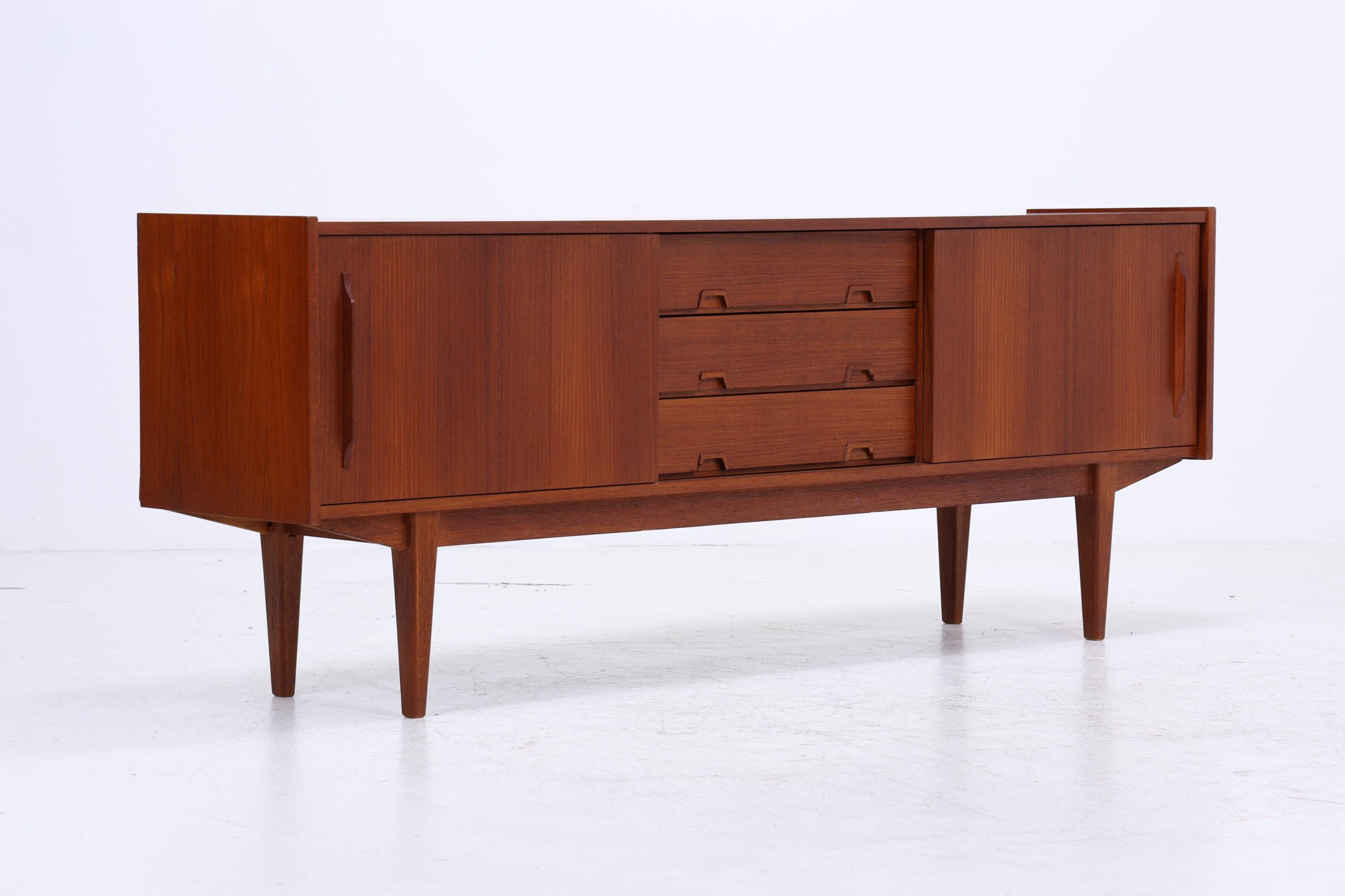 Vintage Teak Sideboard 60er Jahre | Mid Century Anrichte mit Schubladen &amp; Fächern Retro Holz Aufbewahrung