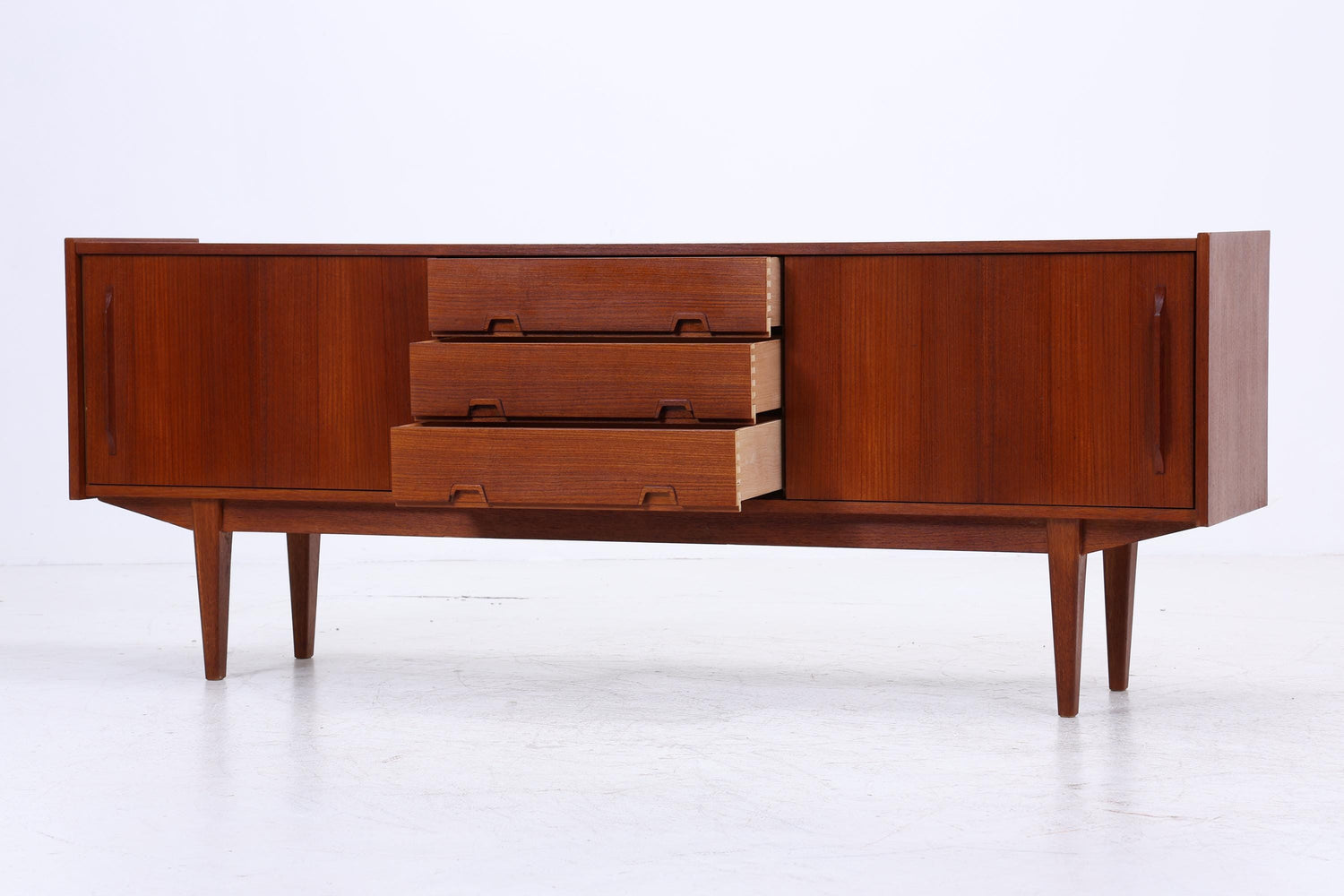 Vintage Teak Sideboard 60er Jahre | Mid Century Anrichte mit Schubladen &amp; Fächern Retro Holz Aufbewahrung