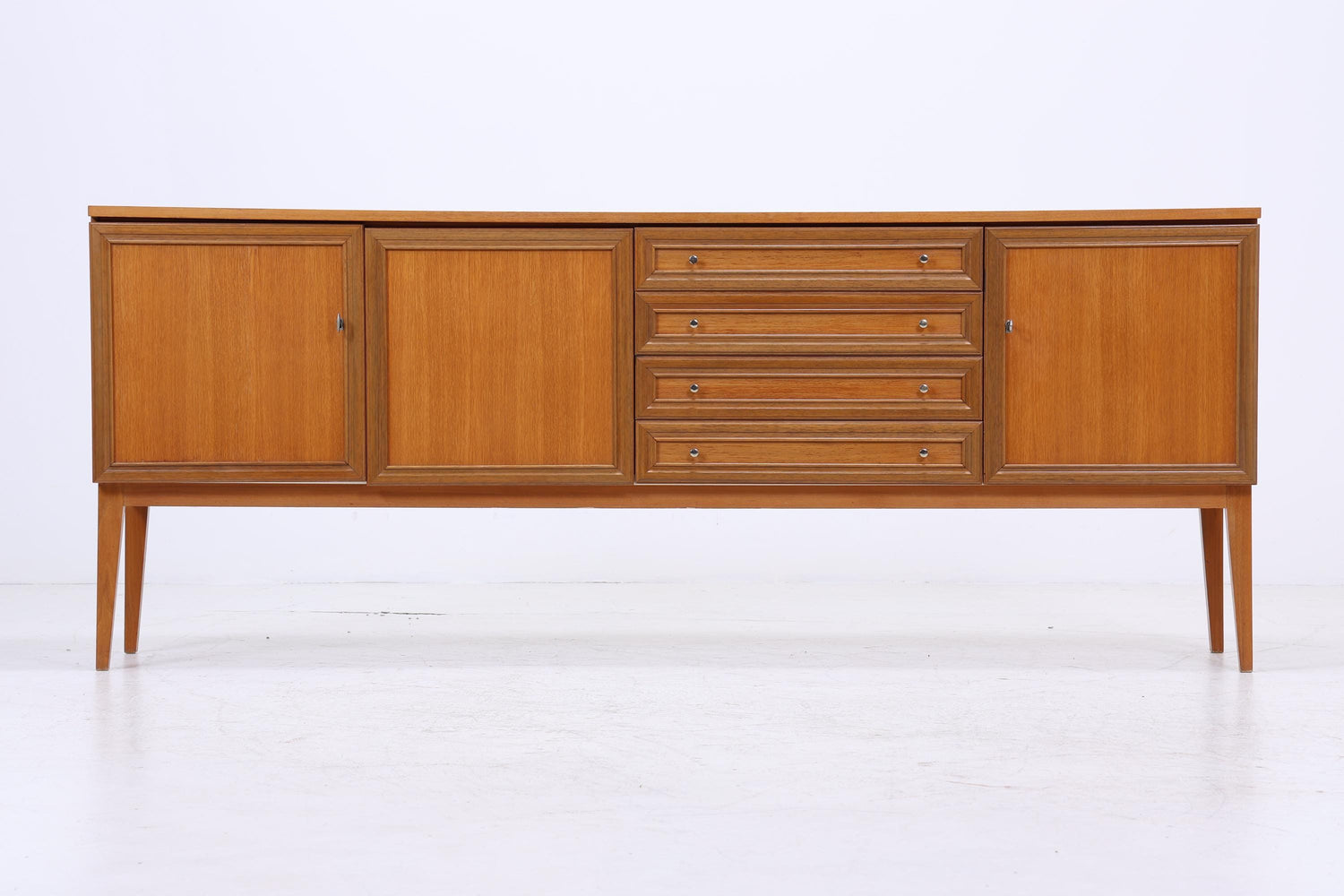 Vintage Nussbaum Sideboard 60er Jahre | Mid Century Anrichte mit Schubladen &amp; Fächern Retro Holz Aufbewahrung