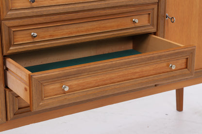 Vintage Nussbaum Sideboard 60er Jahre | Mid Century Anrichte mit Schubladen &amp; Fächern Retro Holz Aufbewahrung