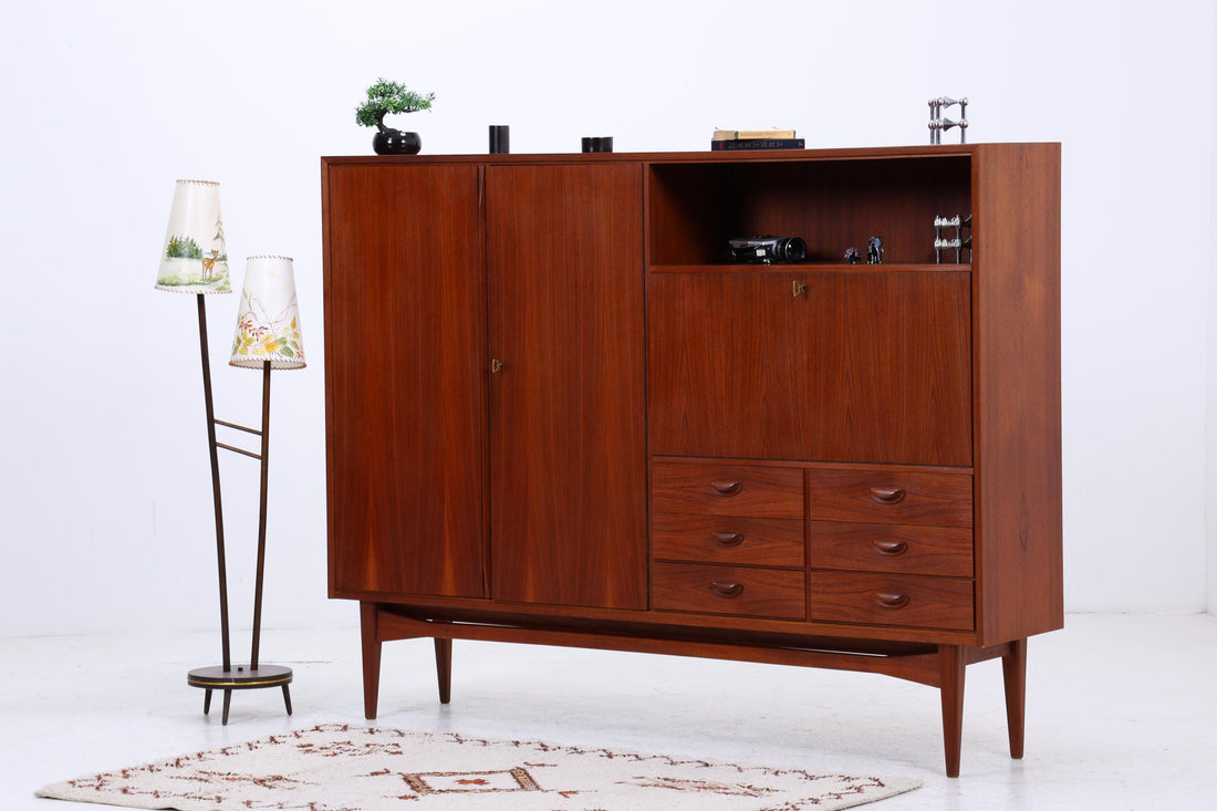 Vintage Teak Schrank 60er Jahre | Mid Century Highboard Holz Aufbewahrung