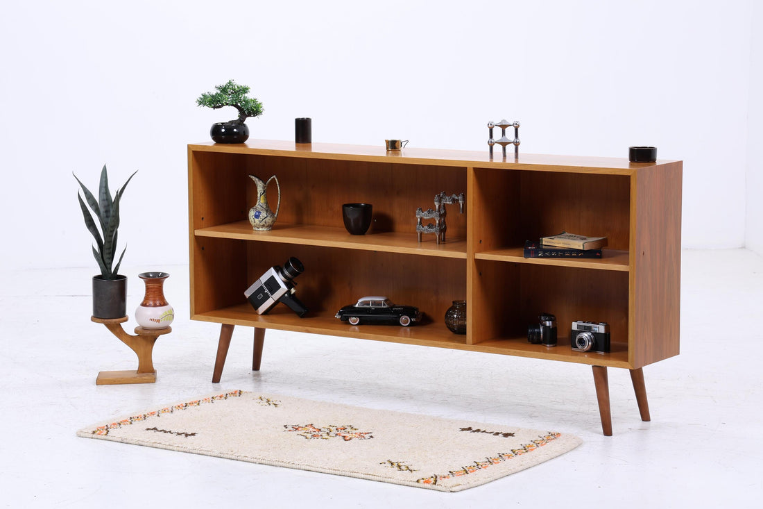 Vintage Nussbaum Sideboard 60er Jahre | Mid Century Regal Anrichte Retro Holz Aufbewahrung
