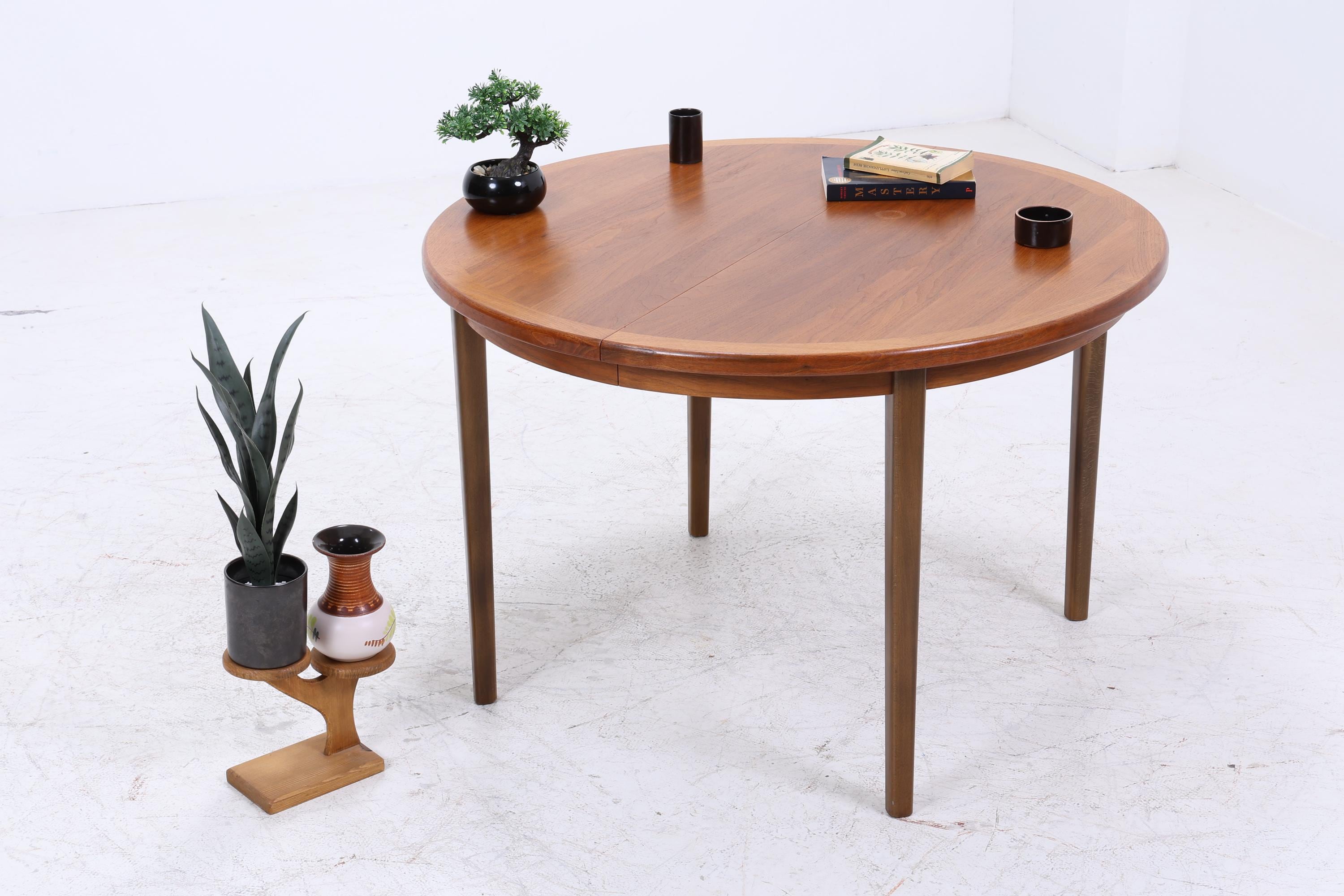 Runder Vintage Küchentisch 60er Jahre | Mid Century Esstisch Tisch Retro 70er Holz Ausziehbar