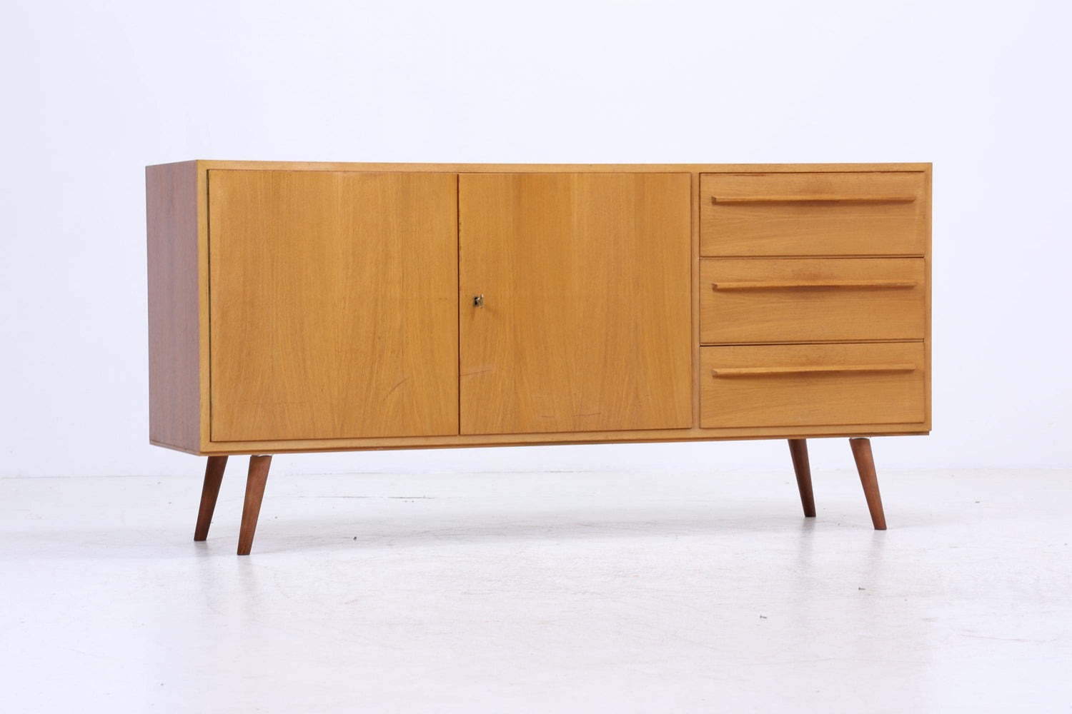 Vintage Sideboard 60er Jahre | Mid Century Anrichte mit Schubladen &amp; Fächern Holz Aufbewahrung Anrichte