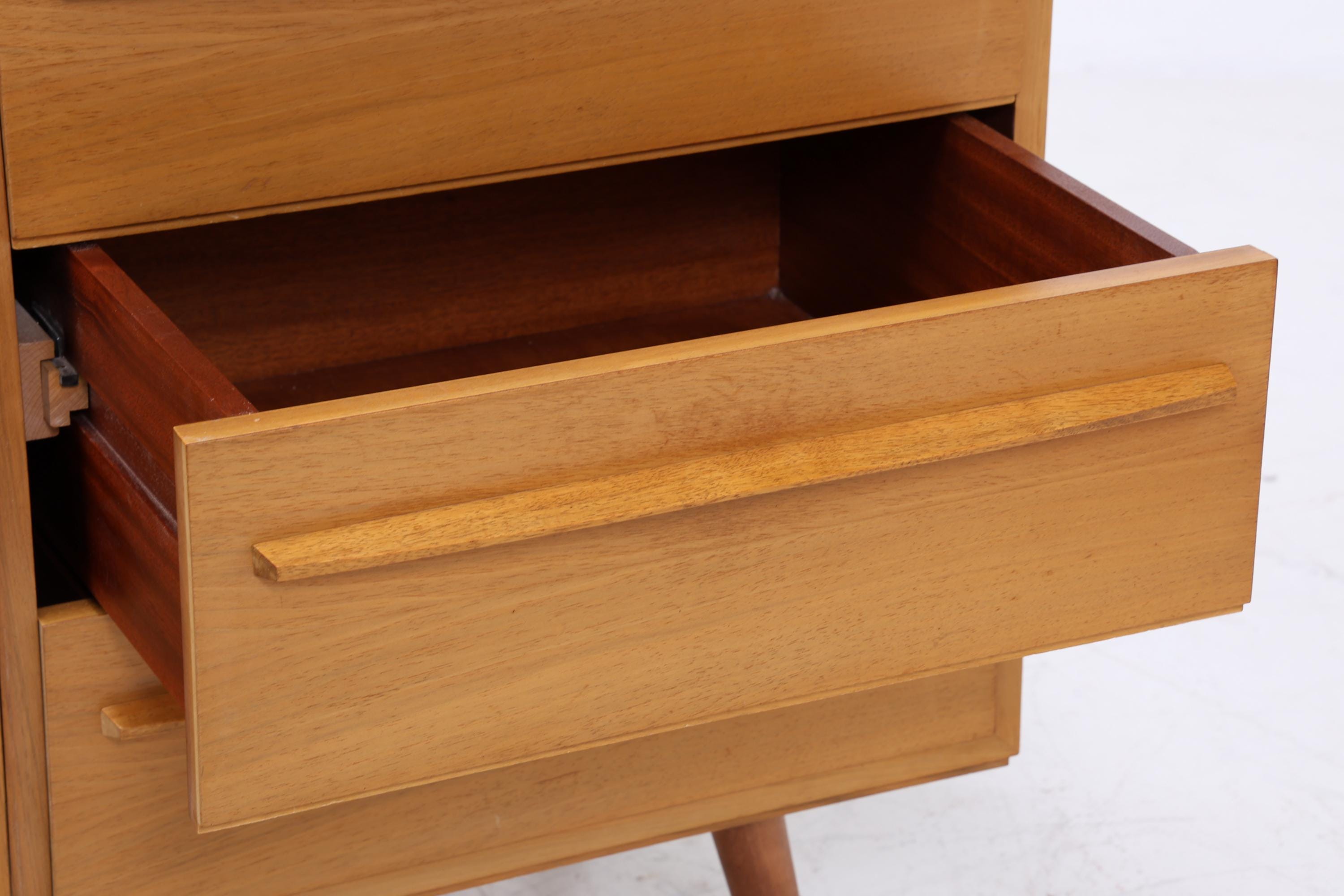 Vintage Sideboard 60er Jahre | Mid Century Anrichte mit Schubladen &amp; Fächern Holz Aufbewahrung Anrichte