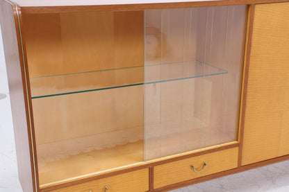 Vintage Glas SIdeboard 60er Jahre |  Mid Century Highboard Vitrine Holz Design