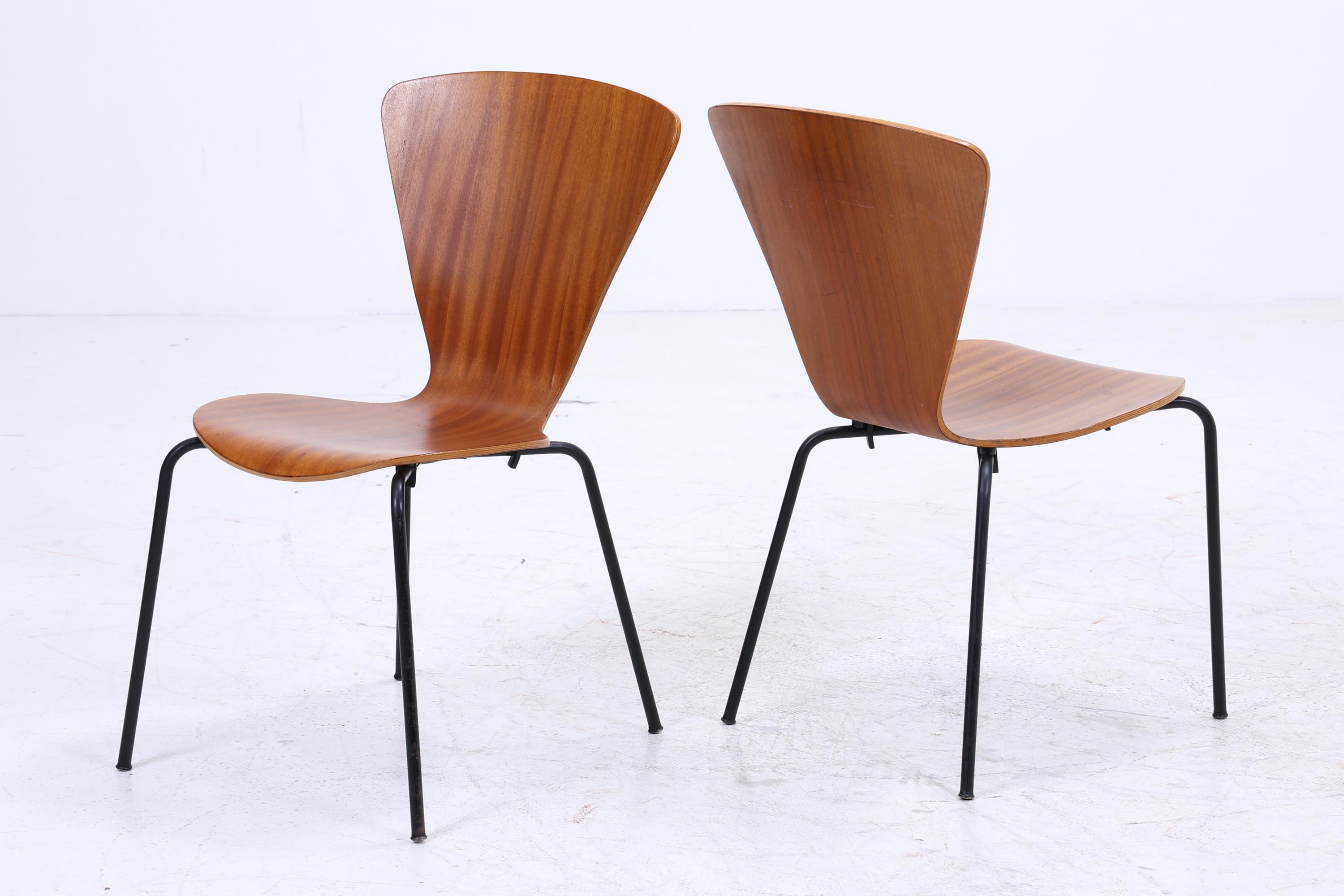2er Set Teak Stühle aus Schichtholz | Mid Century Designklassiker | Vintage Stuhl | Retro Stuhl
