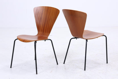 2er Set Teak Stühle aus Schichtholz | Mid Century Designklassiker | Vintage Stuhl | Retro Stuhl