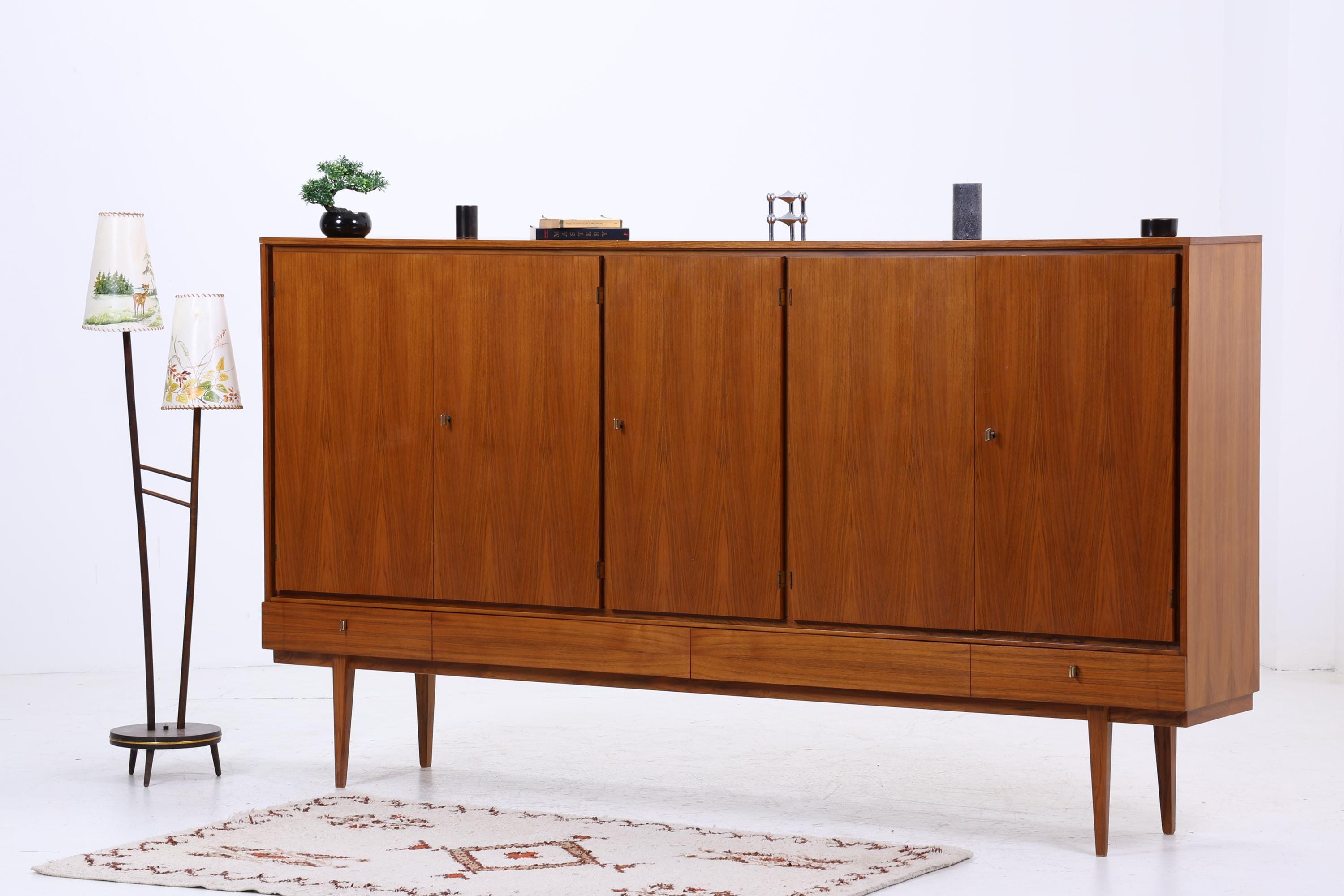 XXL Vintage Schrank 60er Jahre | Mid Century Highboard Schubladen Holz Aufbewahrung