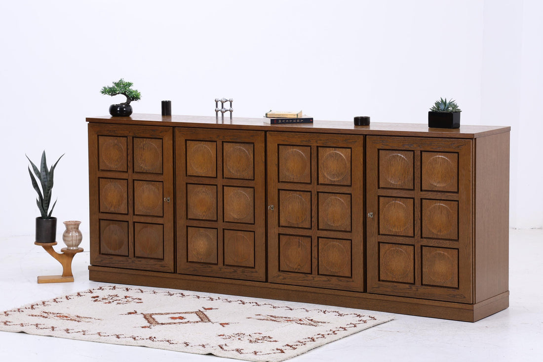 Brutalistisches Sideboard von Gerard Bartels | Mid Century TV Board mit Schubladen &amp; Fächern Holz Aufbewahrung Vintage Anrichte