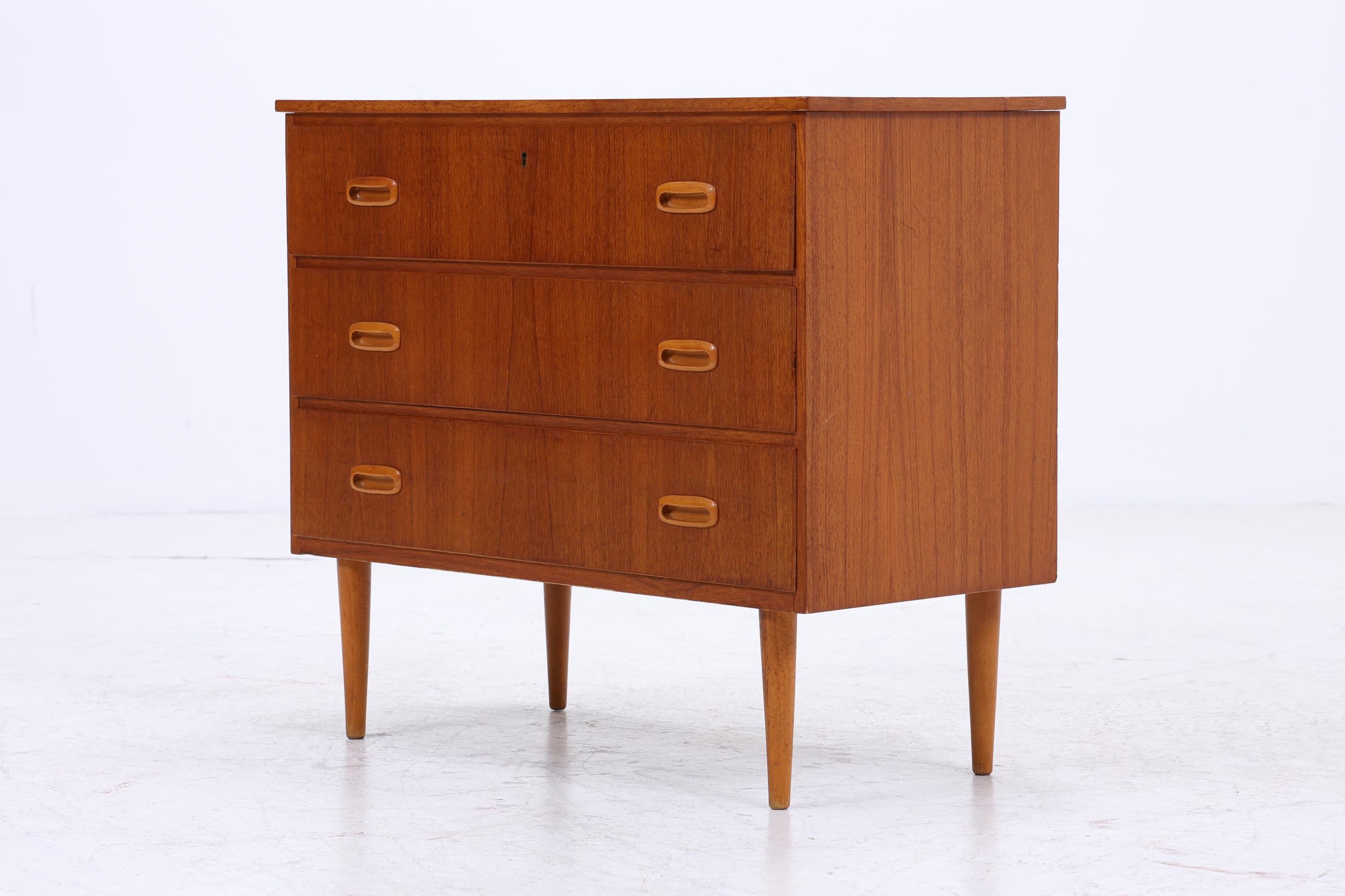 Vintage Teak Schubladen Kommode | Mid Century Schubladen Schrank | Holz Aufbewahrung 60er 70er Jahre