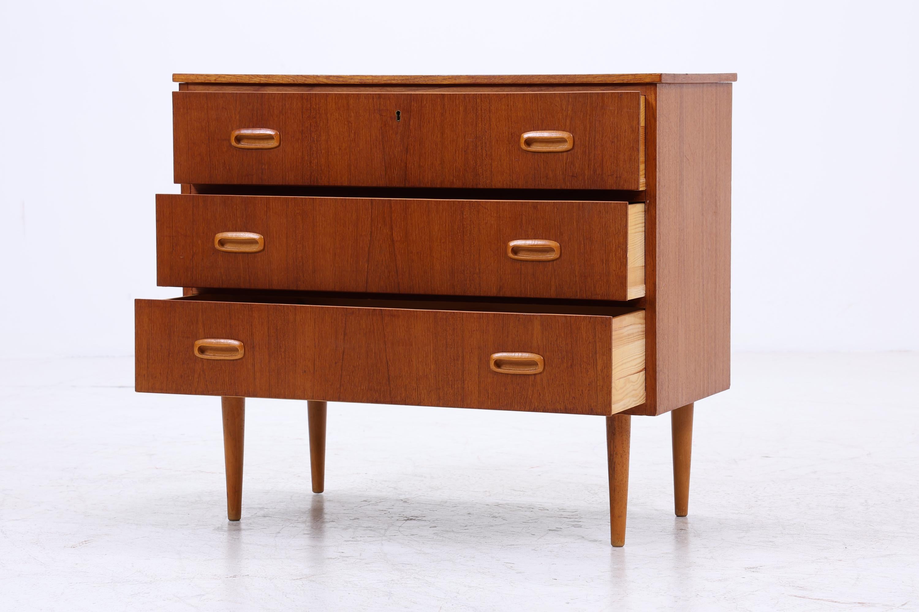 Vintage Teak Schubladen Kommode | Mid Century Schubladen Schrank | Holz Aufbewahrung 60er 70er Jahre