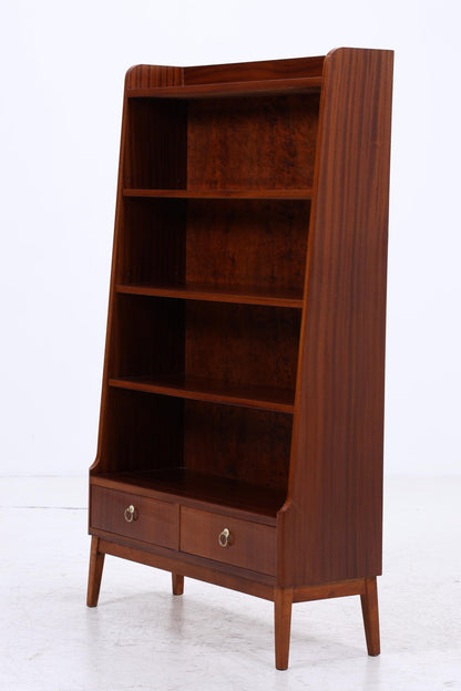 Vintage Mahagoni Bücherregal | Mid Century Regal mit Schubladen | 60er Retro Holz Aufbewahrung