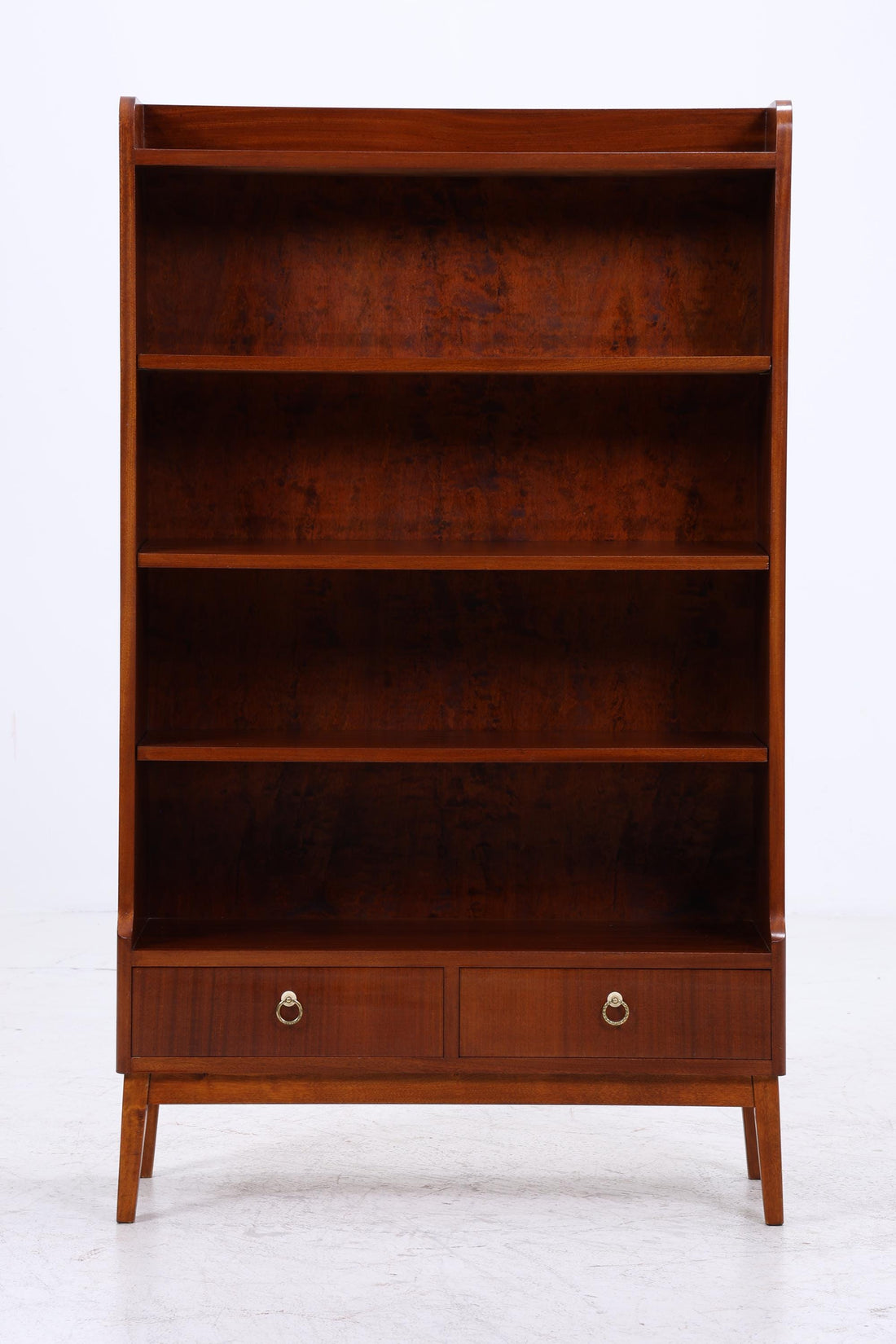 Vintage Mahagoni Bücherregal | Mid Century Regal mit Schubladen | 60er Retro Holz Aufbewahrung