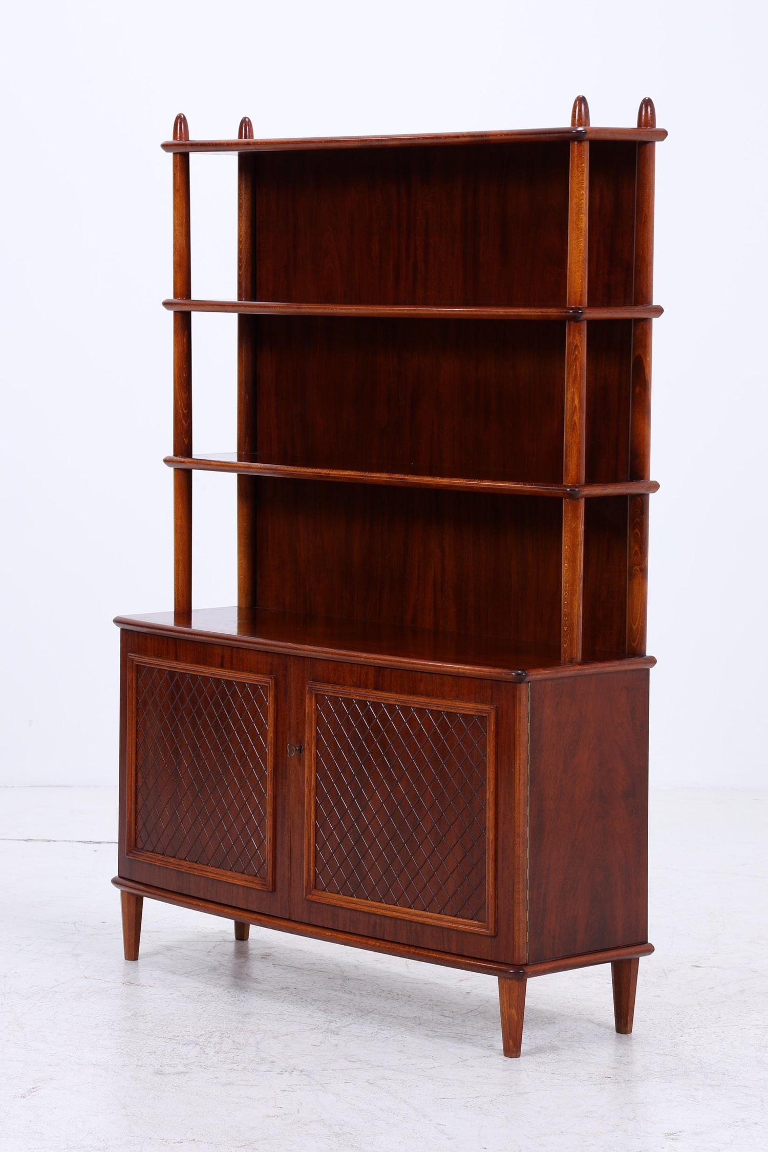 Vintage Mahagoni Schrank von Nya Eftr. für Ehrlin Möbel Ab | Mid Century Regalschrank  Holz Retro Aufbewahrung