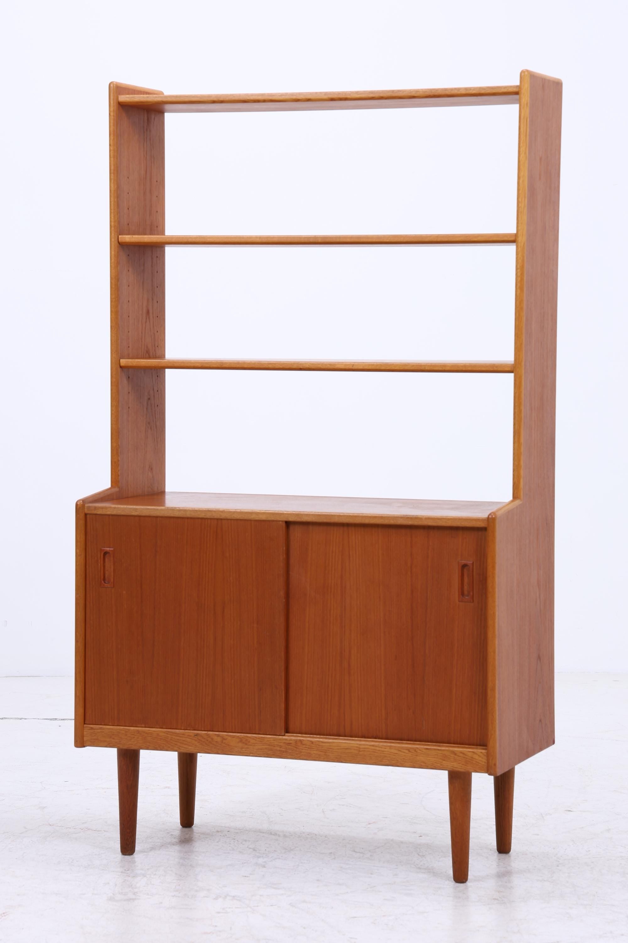 Vintage Teak Regal 60er Jahre | Mid Century Schrank mit Schiebetüren  Retro Holz Aufbewahrung