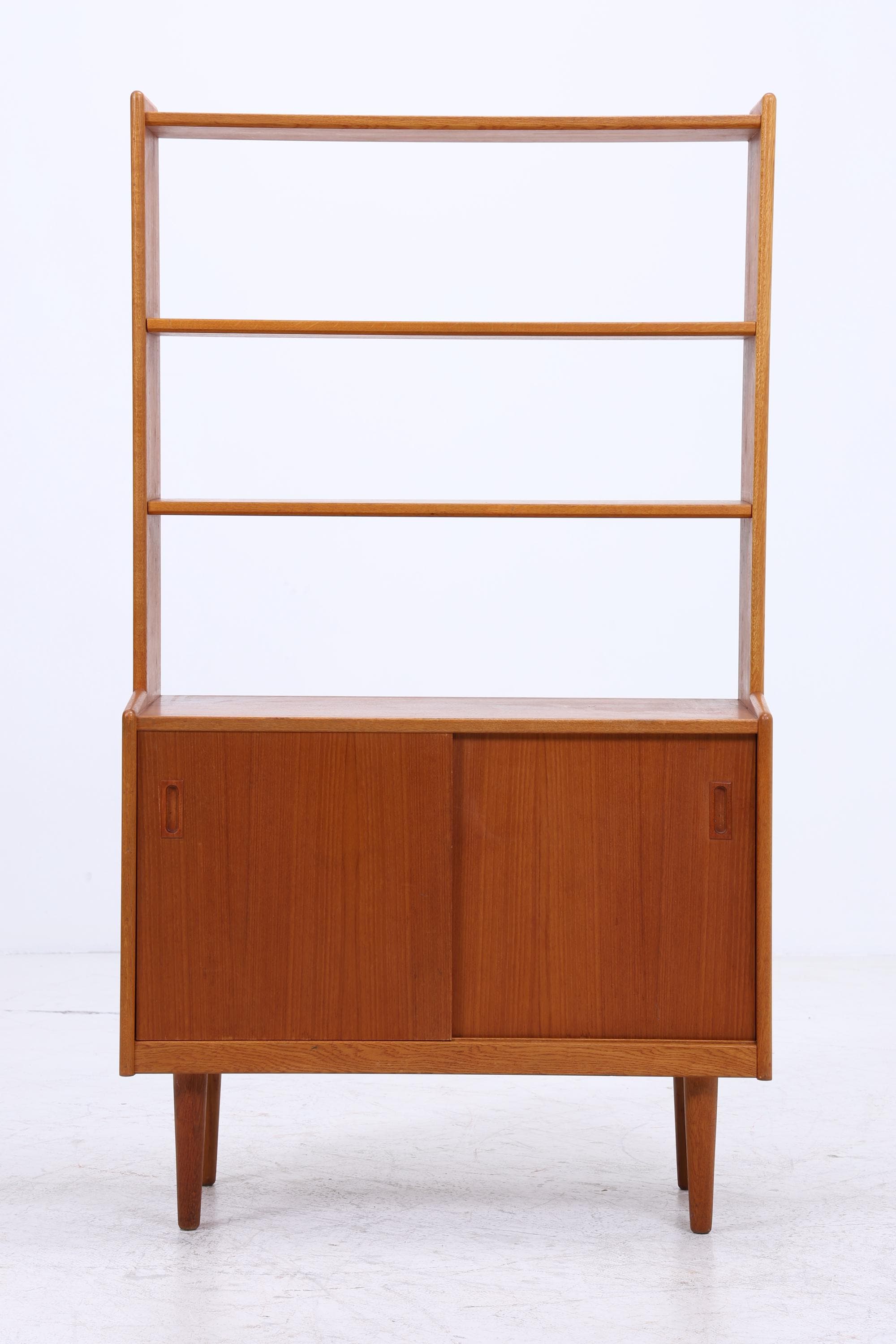 Vintage Teak Regal 60er Jahre | Mid Century Schrank mit Schiebetüren  Retro Holz Aufbewahrung
