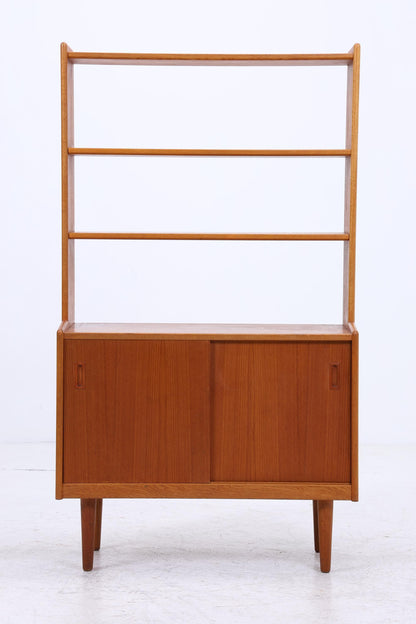 Vintage Teak Regal 60er Jahre | Mid Century Schrank mit Schiebetüren  Retro Holz Aufbewahrung