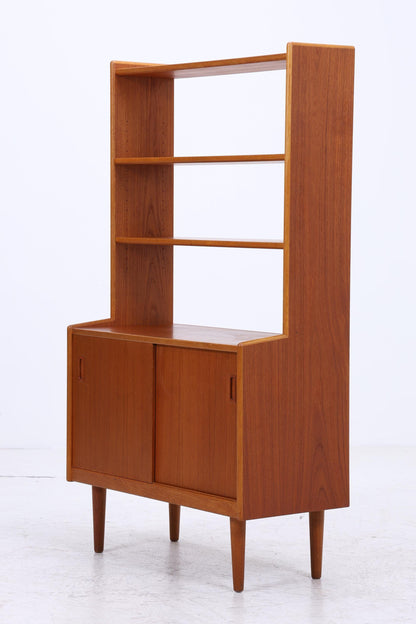 Vintage Teak Regal 60er Jahre | Mid Century Schrank mit Schiebetüren  Retro Holz Aufbewahrung