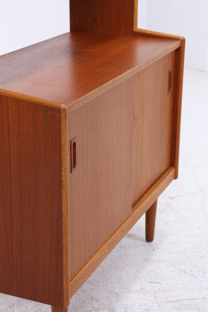 Vintage Teak Regal 60er Jahre | Mid Century Schrank mit Schiebetüren  Retro Holz Aufbewahrung